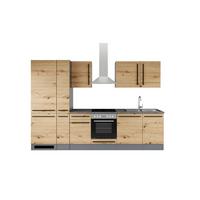 Küchenblock Jazz mit Geräten ca.310cm Eiche/Anthrazit - Anthrazit/Schwarz, LIFESTYLE, Holzwerkstoff/Kunststoff (310cm) - P & B