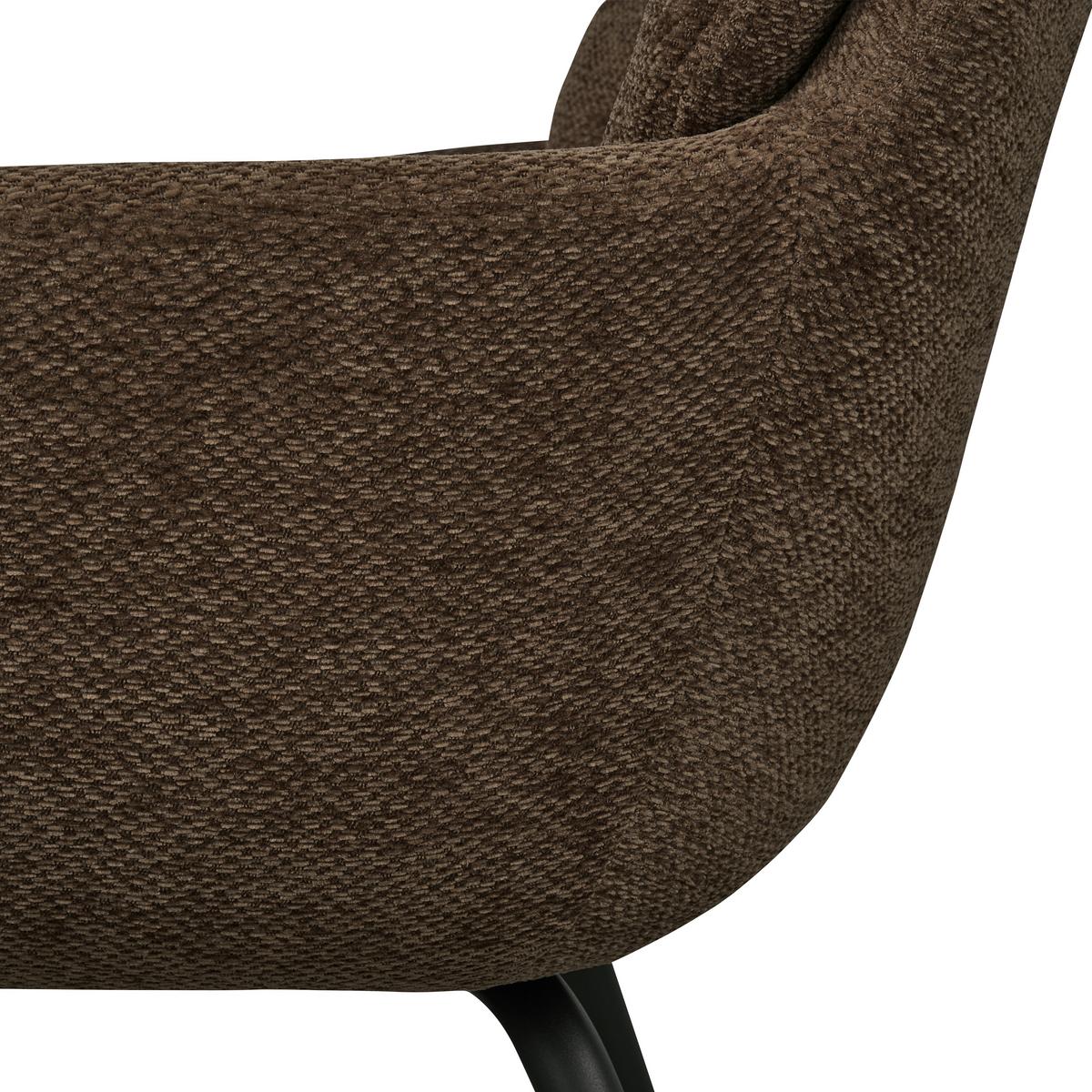 ARMLEHNSTUHL-SET Runa Braun B: 57cm - Schwarz/Braun, MODERN, Textil/Metall (57/82/59cm) - Livetastic