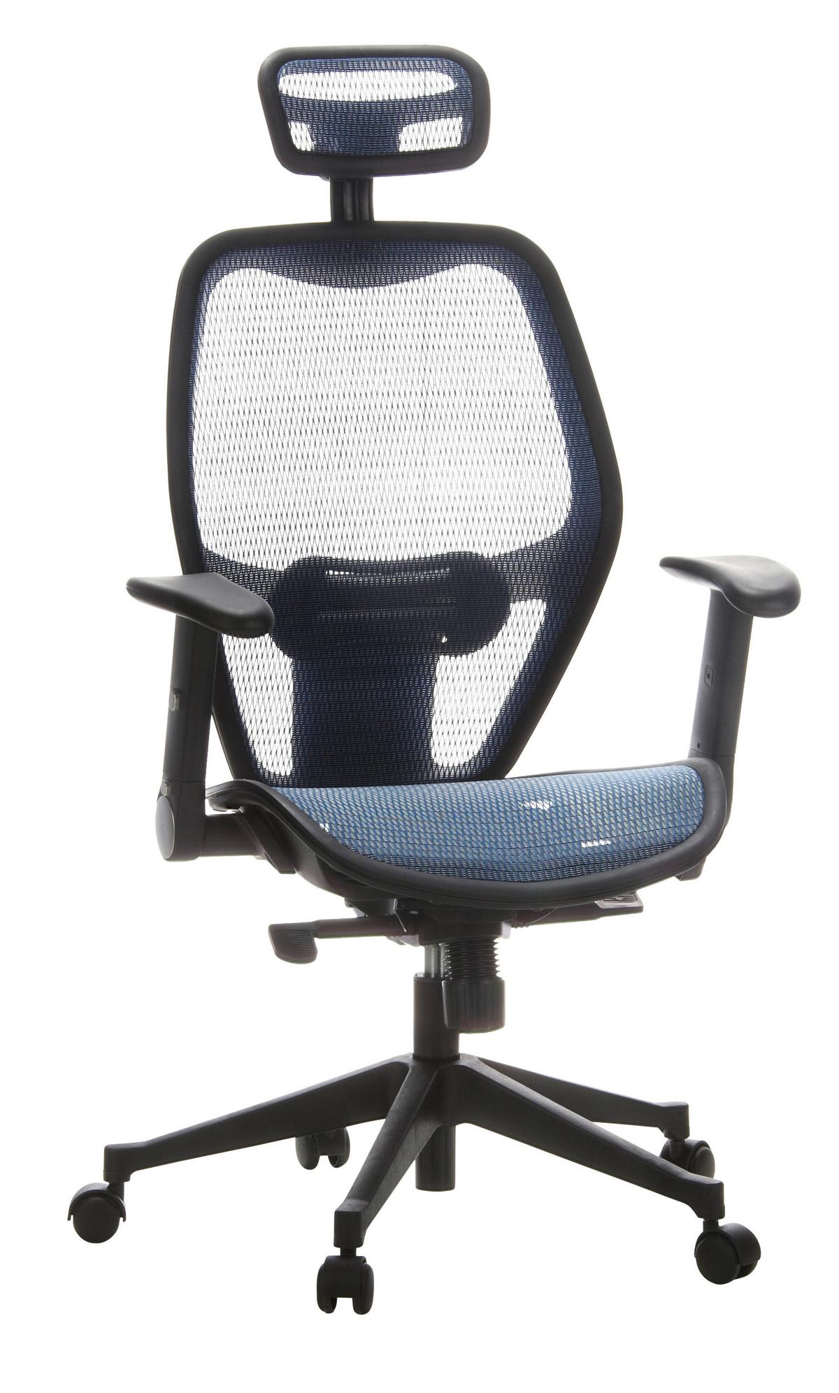 Pisarniški Stol Air-port, Modra - modra/črna, Basics, umetna masa/tekstil (59/117/48cm) - MID.YOU