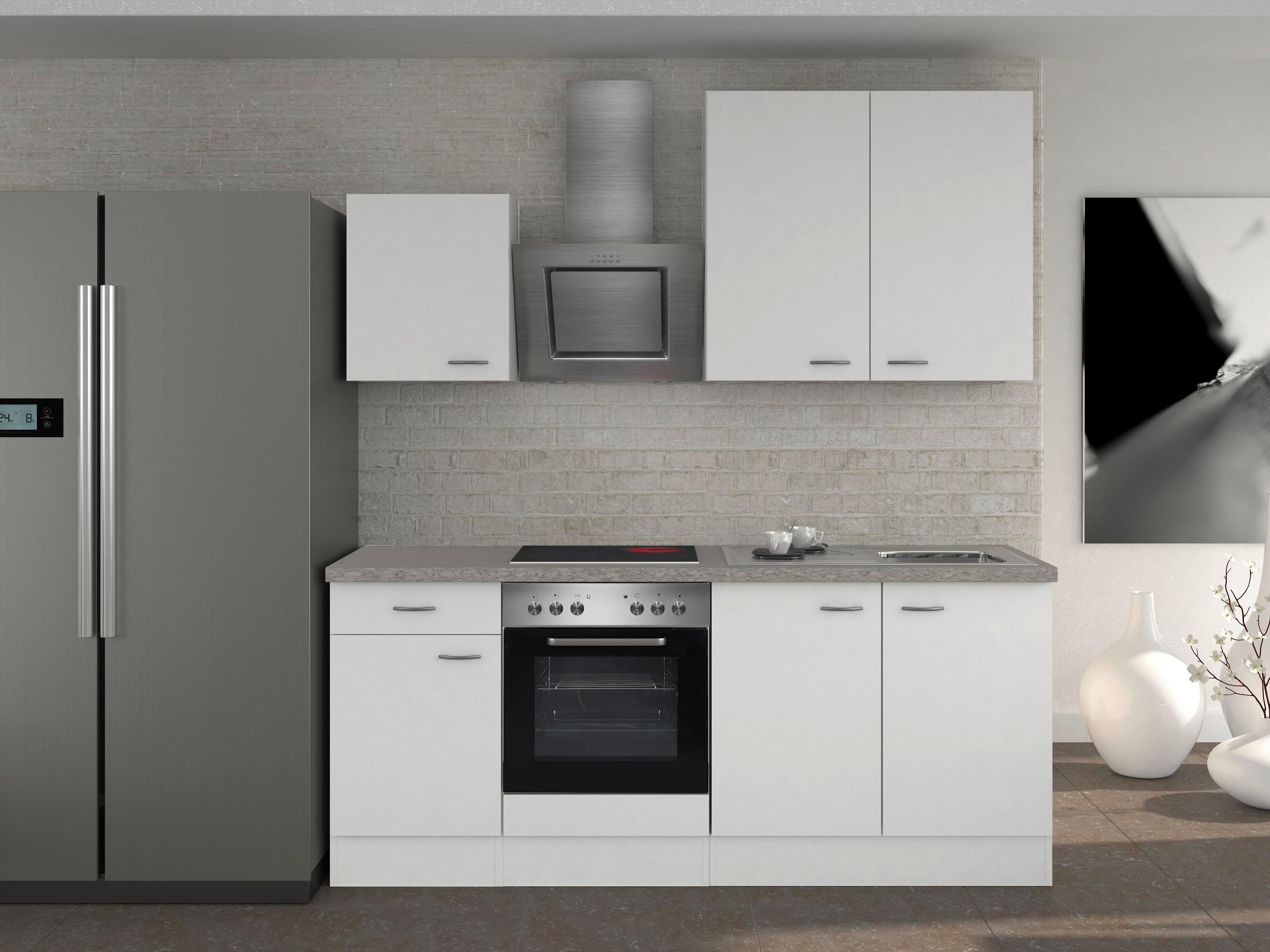 Kuhinjski Blok Z Aparati Wito, Bela - barve nerjavečega jekla/bela, Moderno, umetna masa/leseni material (210cm) - FlexWell