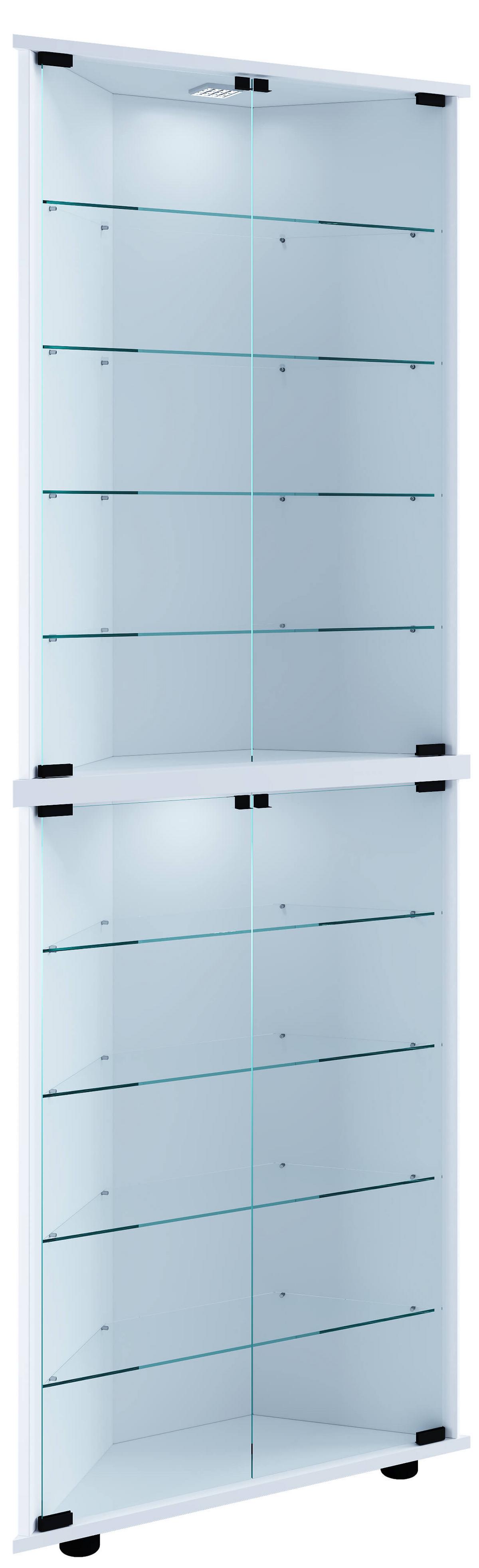 Vitrină Pe Colț Vecko Maxi - alb, Konventionell, sticlă/material pe bază de lemn (68/179/23cm) - MID.YOU