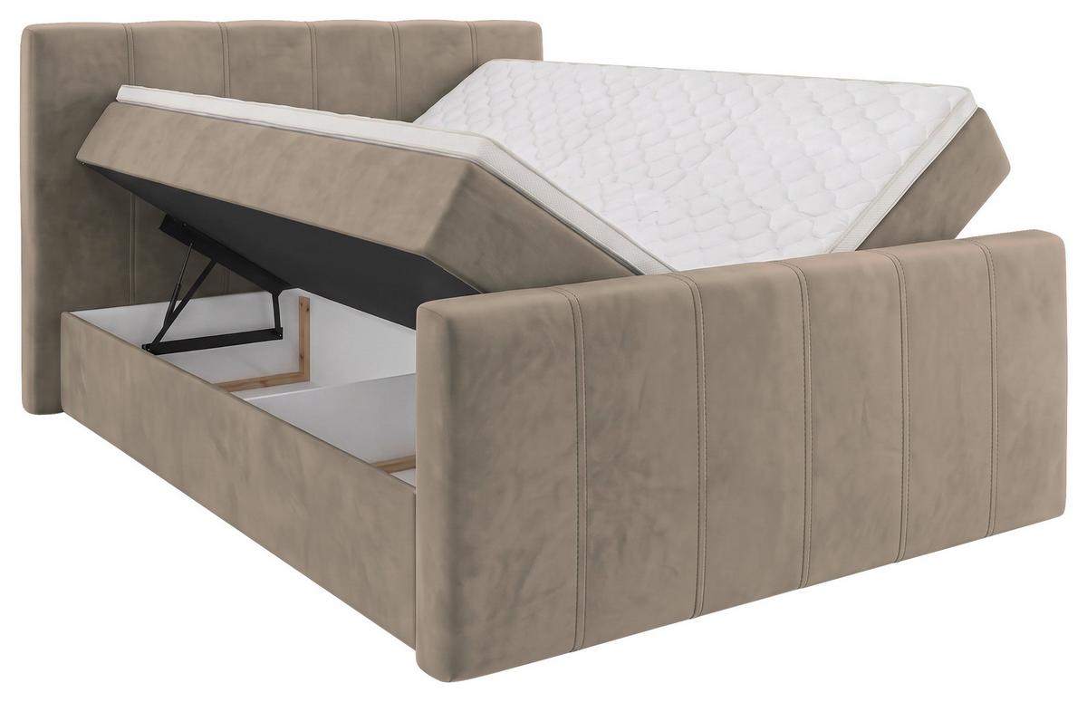 Boxbett Dana Plus Graubraun ca. 160x200cm - Graubraun/Schwarz, Kunststoff/Textil (160/200cm) - Based