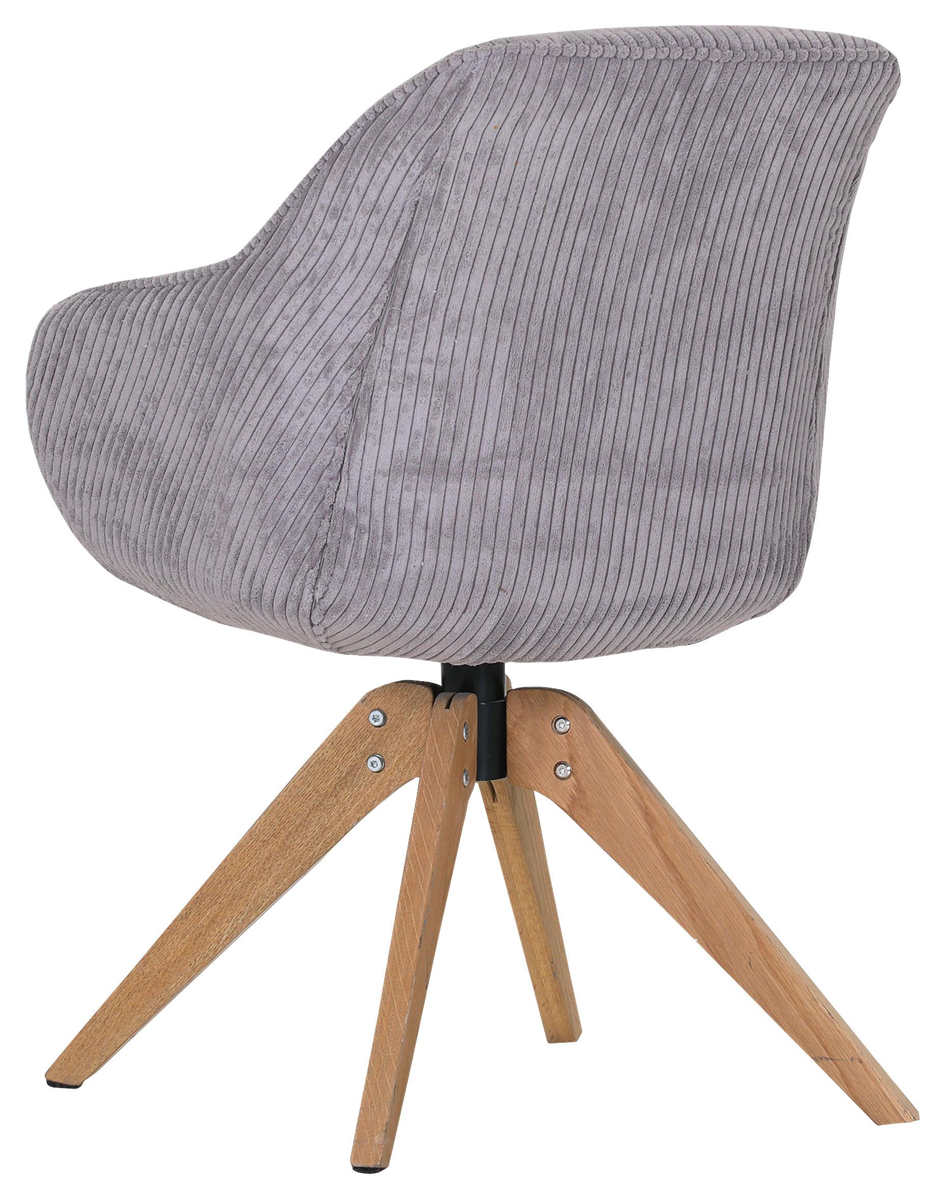 KRZESŁO Z PODŁOKIETNIKAMI CHILL - kolor dębowy/jasnoszary, Lifestyle, tkanina/drewno (60/83/65cm) - home24