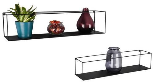 ZESTAW REGAŁÓW ŚCIENNYCH LISA - czarny, Modern, metal (65/15/15cm)