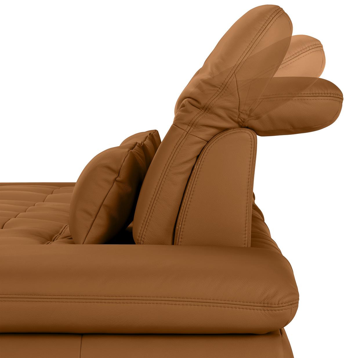 Wohnlandschaft Sanfino Leder Dunkelorange - Chromfarben/Dunkelorange, KONVENTIONELL, Leder/Metall (199/79-96/305cm) - Premium Living