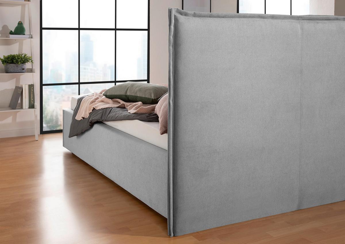 Polsterbett Stacey Grau ca. 140x200 cm - Schwarz/Grau, MODERN, Kunststoff/Textil (140/200cm) - Livetastic