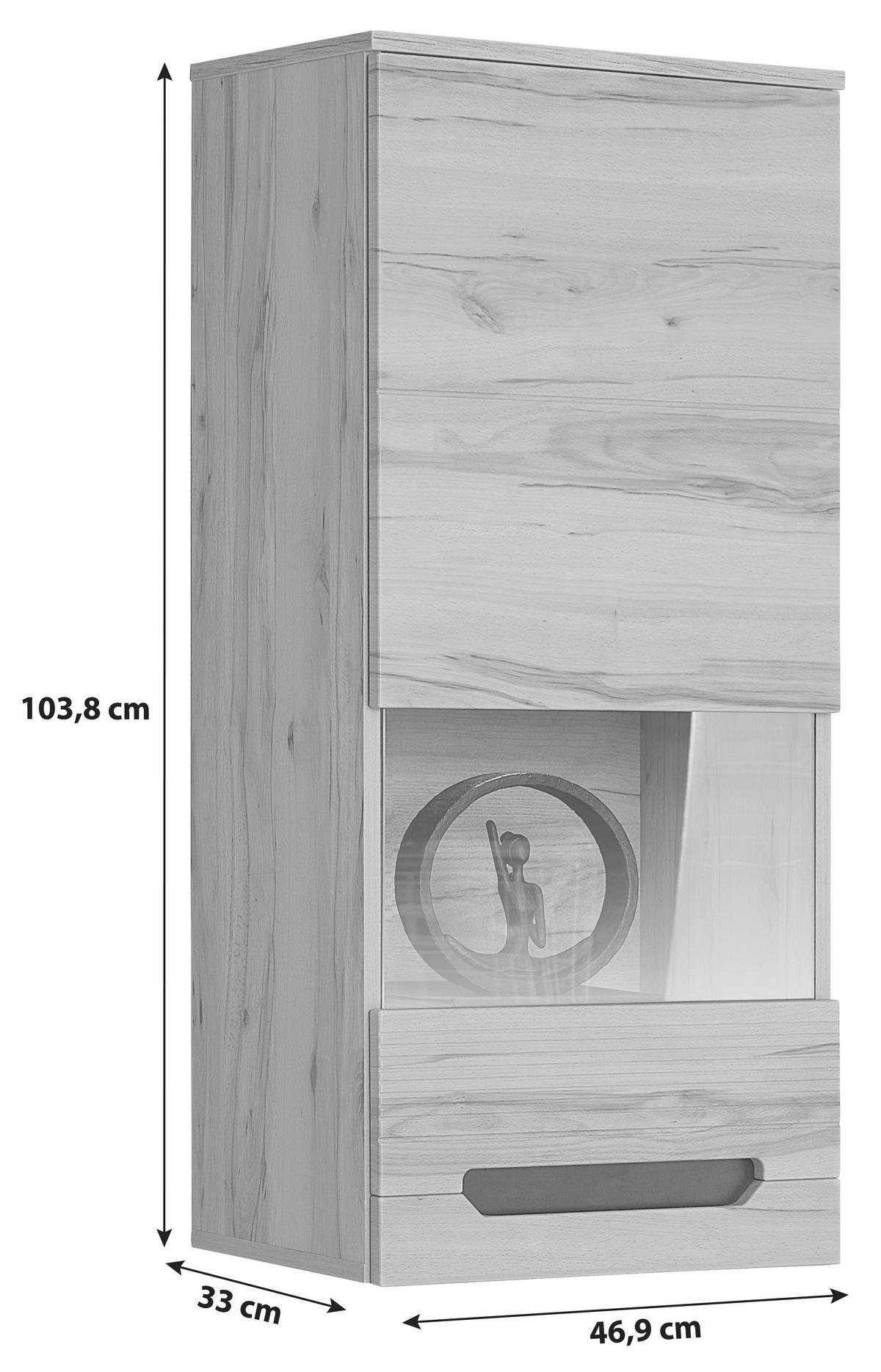 Vitrină suspendată ALANA - Modern, sticlă/material pe bază de lemn (46,9/103,8/33cm) - Modern Living