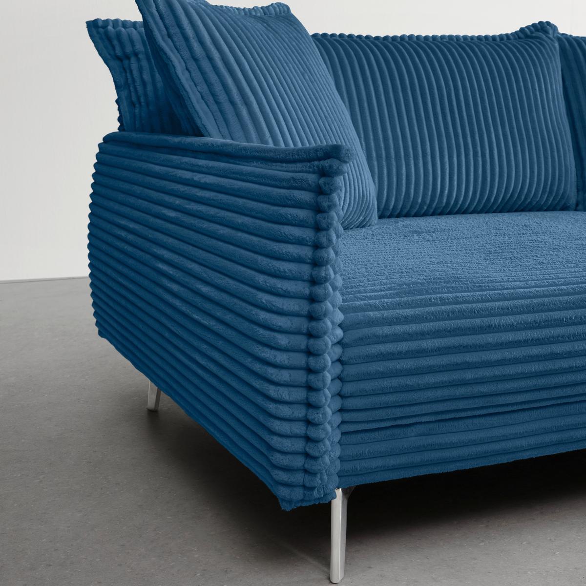 Bigsofa Kiss Blau - Blau/Chromfarben, MODERN, Holz/Metall (241/90/117cm) - Mömax