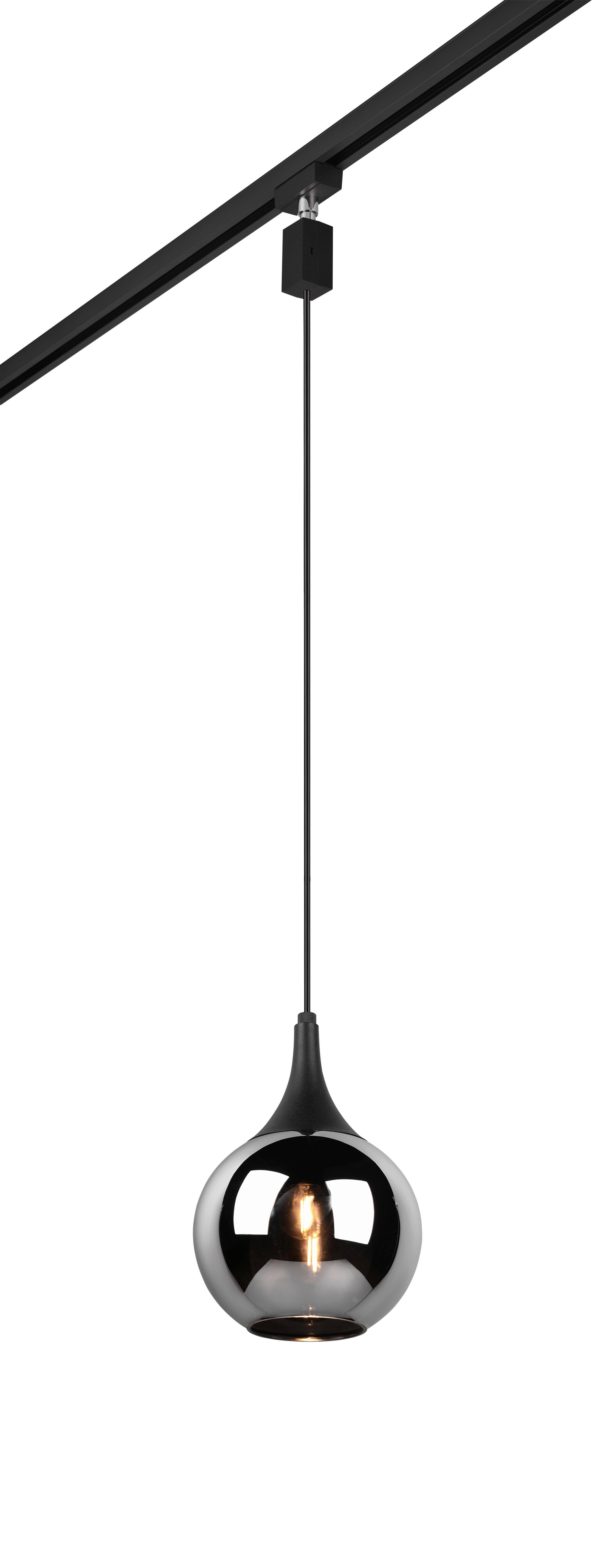 Schienensystem-Hängeleuchte Lumina in Schwarz max. 40 Watt - Chromfarben/Schwarz, KONVENTIONELL, Glas (18/180cm) - Trio Leuchten