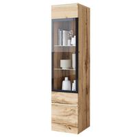 Vitrine Vera Eiche Wotan - Eiche Wotan/Grau, Design, Glas/Holzwerkstoff (30/130/33cm) - Livetastic