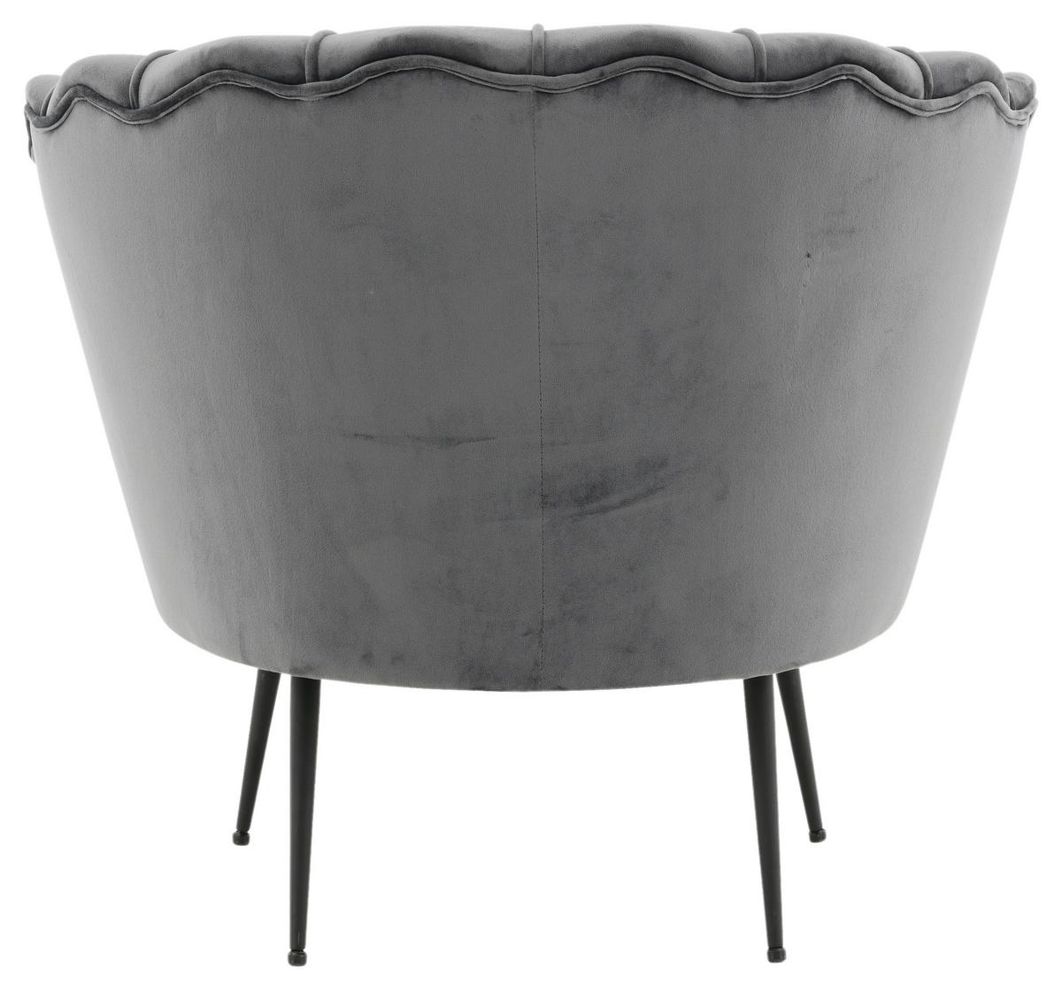 Sessel Calais ca. 83x76 cm Dunkelgrau Samt - Dunkelgrau/Schwarz, Design, Textil/Metall (83/76/77cm) - Livetastic