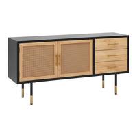 Tálalószekrény Massimo - fekete/aranyszínű, Modern, fém/fa (150/76/40cm) - Bessagi Home