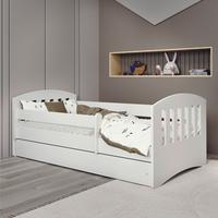 Otroška Postelja Classic 1, Bela, 80x180cm - bela/barve breze, Moderno, tekstil/leseni material (80/180cm) - MID.YOU