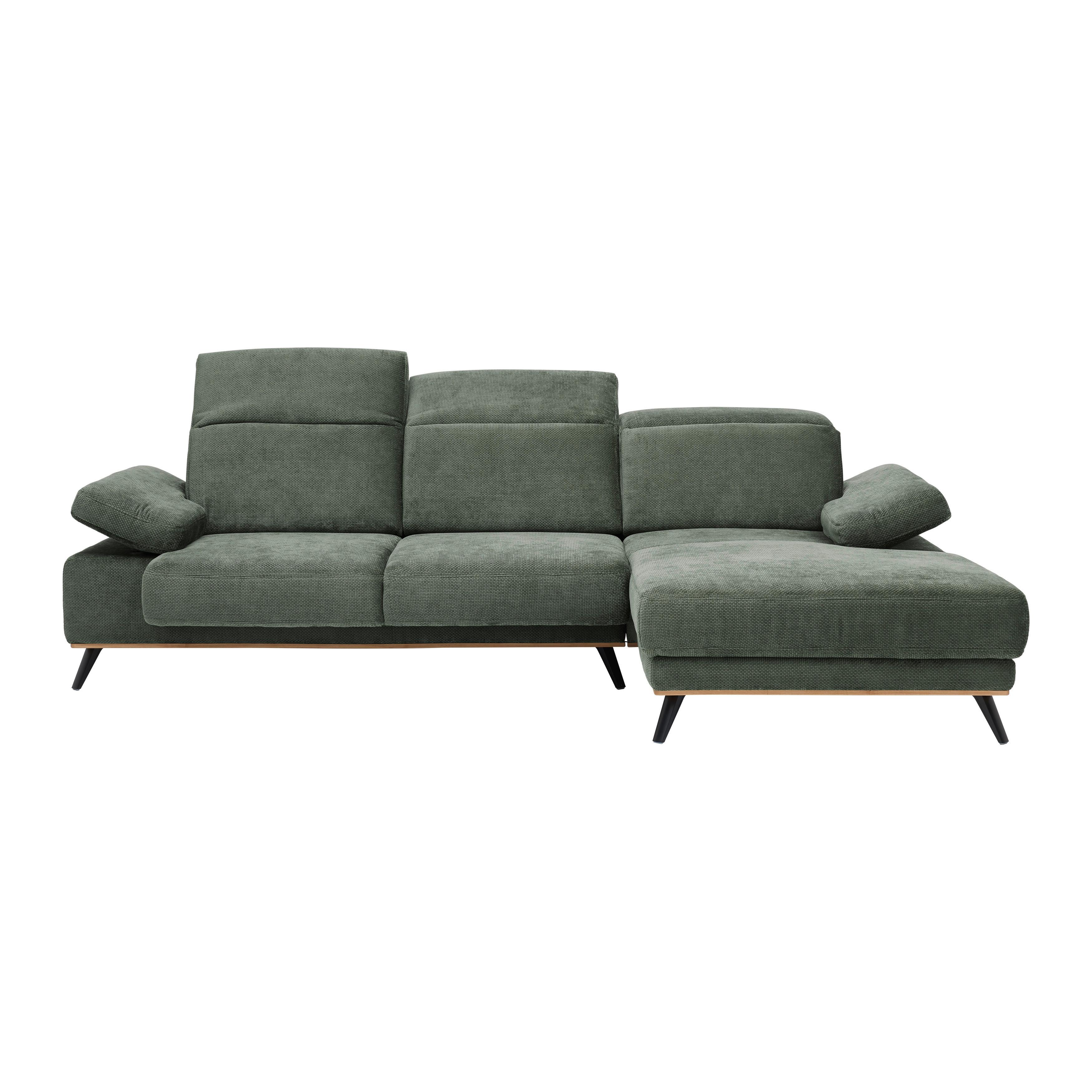 Wohnlandschaft Royce Olivgrün - Schwarz/Olivgrün, MODERN, Textil/Metall (283/81-105/194cm) - Premium Living