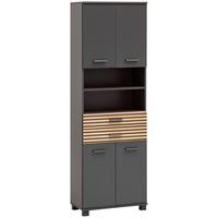 Visoka Omara Katta, Antracit, Barva Hrasta - črna/barve hrasta, Moderno, kovina/umetna masa (59,8/180,9/32,6cm) - Stylife