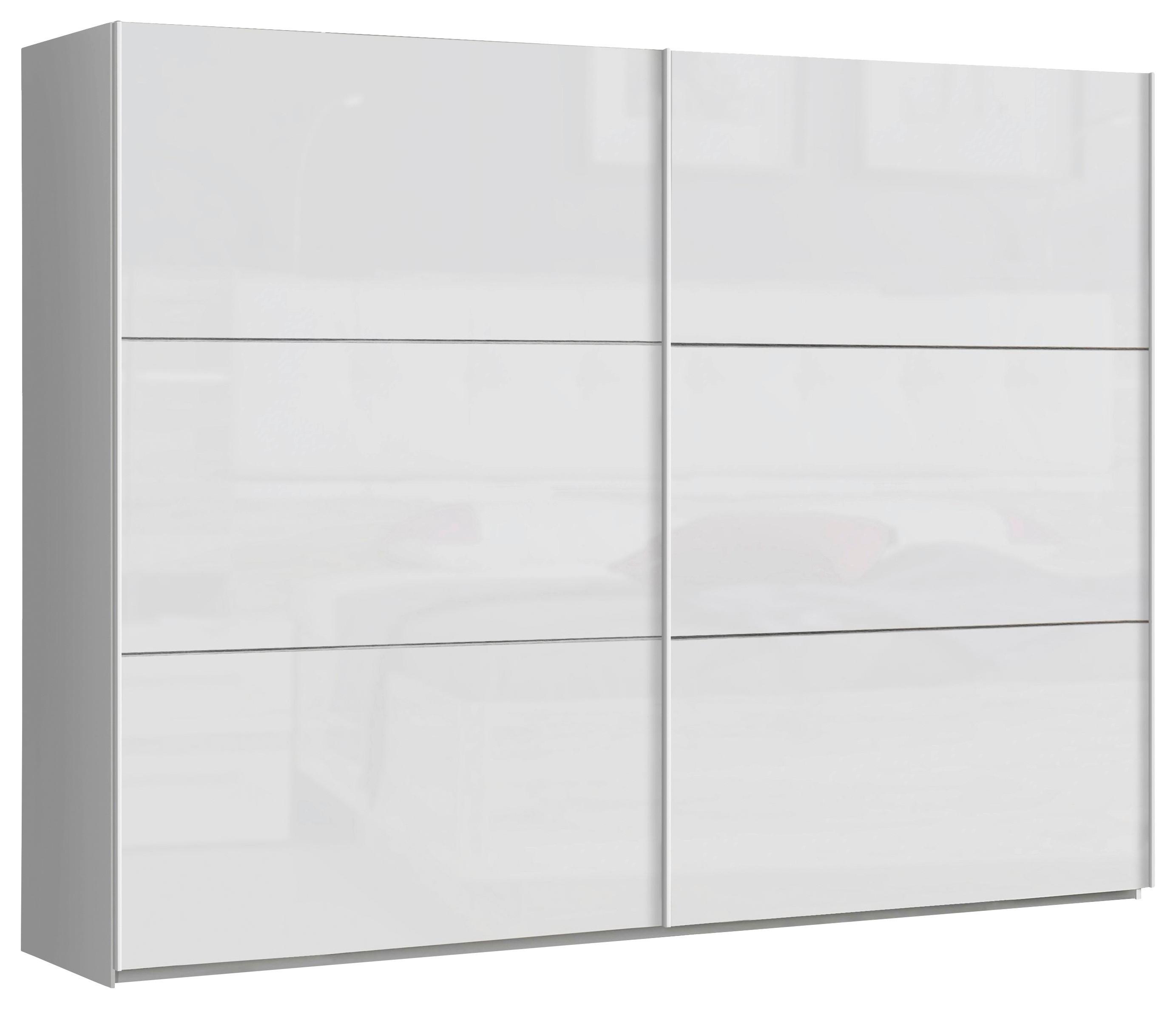 Omara Z Drsnimi Vrati Leader, Bela - bela/visoki sijaj, Design, kovina/leseni material (269,9/209,7/61,2cm) - home24