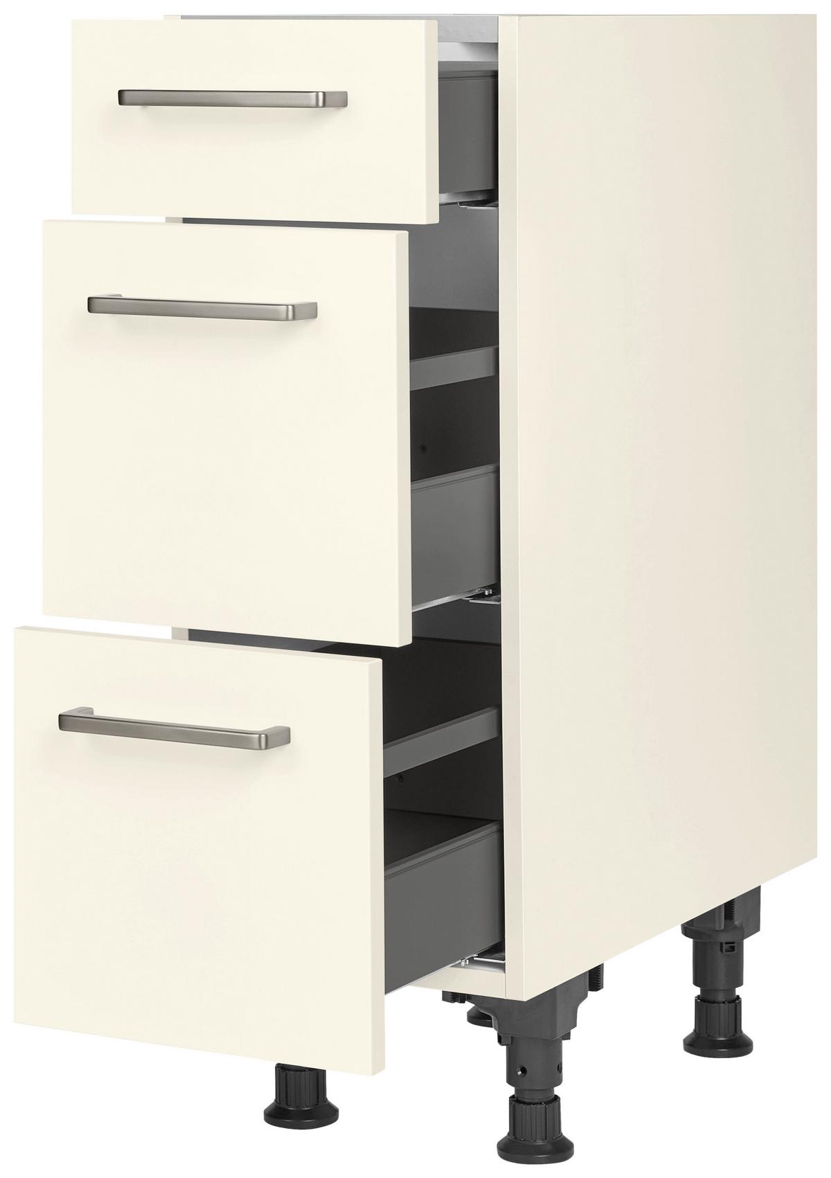 Schubkastenunterschrank Touch Magnolie - Edelstahlfarben/Magnolie, MODERN, Holzwerkstoff/Metall (30/87/56cm) - Nobilia