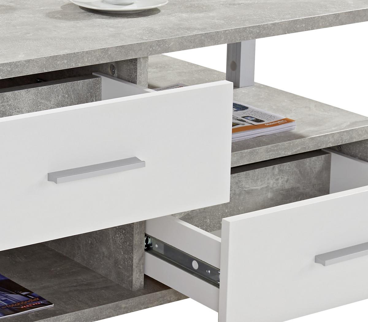 Măsuță de cafea QUATTRO - alb/gri, Konventionell, material pe bază de lemn (105/45/60cm) - Modern Living