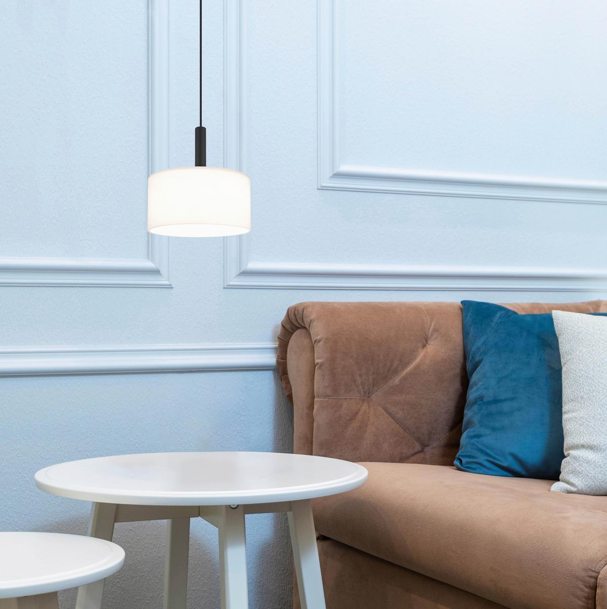 LAMPA WISZĄCA LISSI - czarny/opal, Design, tworzywo sztuczne/metal (20/150cm) - Collet's Monde