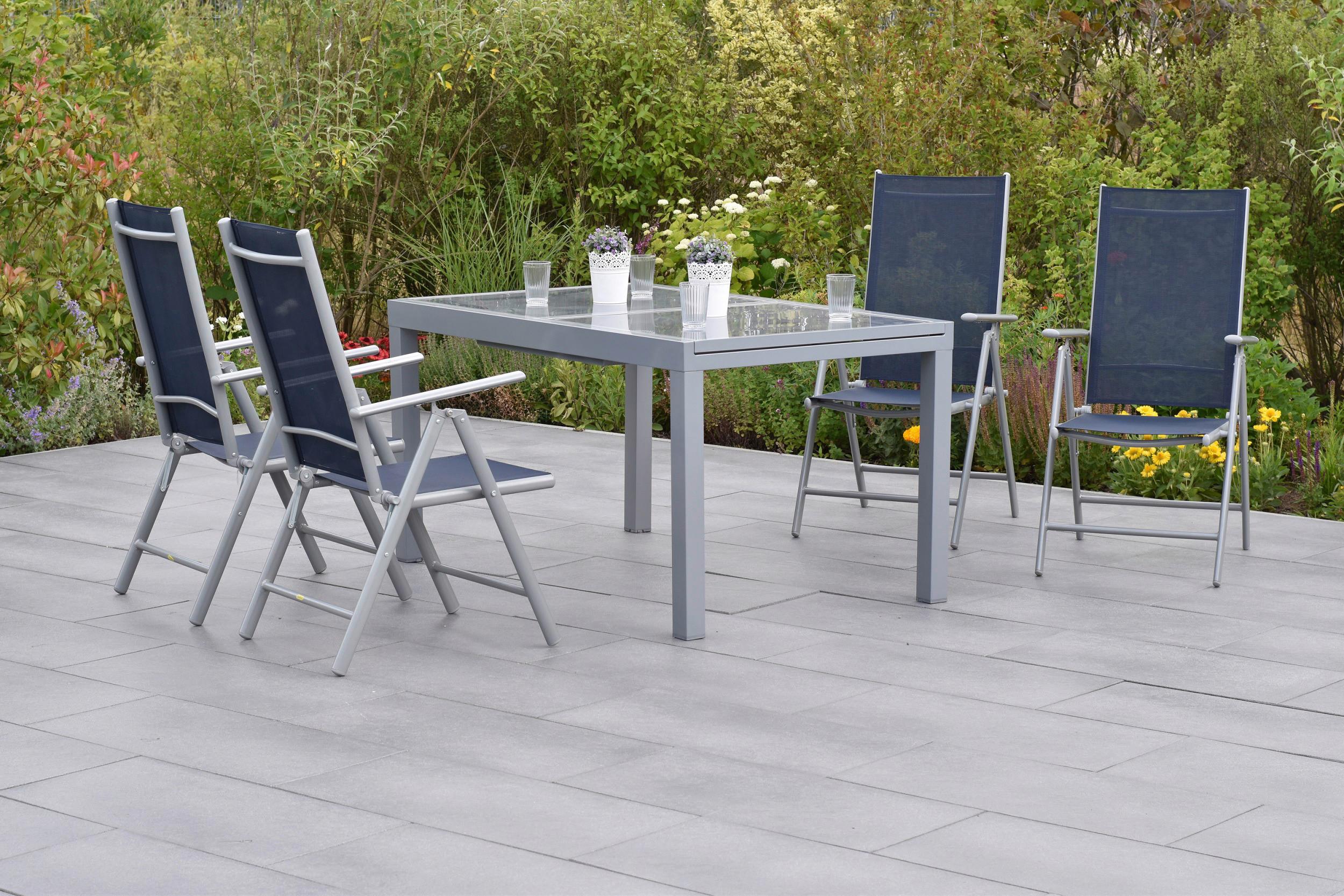 GARTENSET AMALFI - Silberfarben, MODERN, Textil/Metall - Gardenson