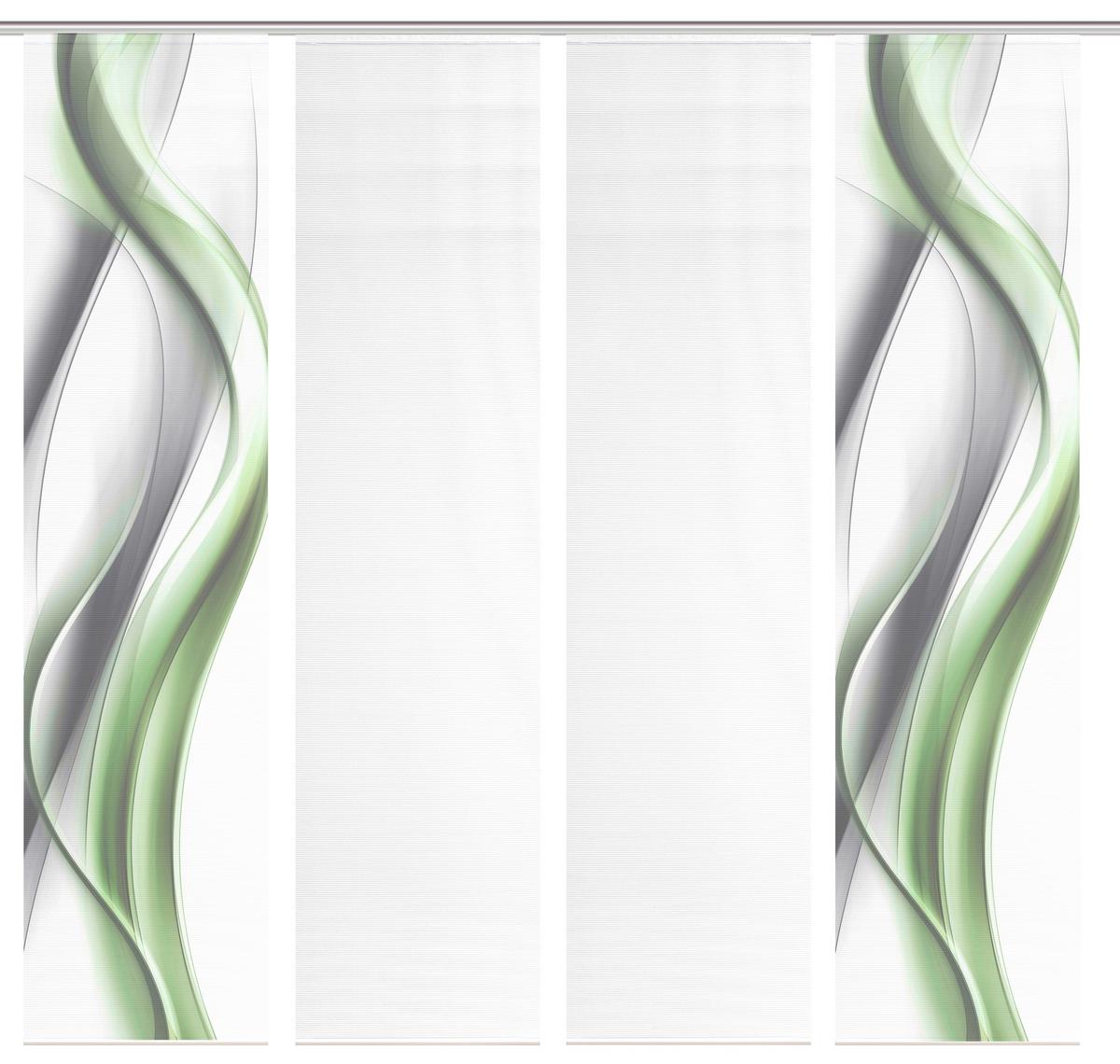 ZASŁONA PANELOWA CARA 4-CZĘŚCIOWY - zielony/biały, Design, tkanina (60/260cm)