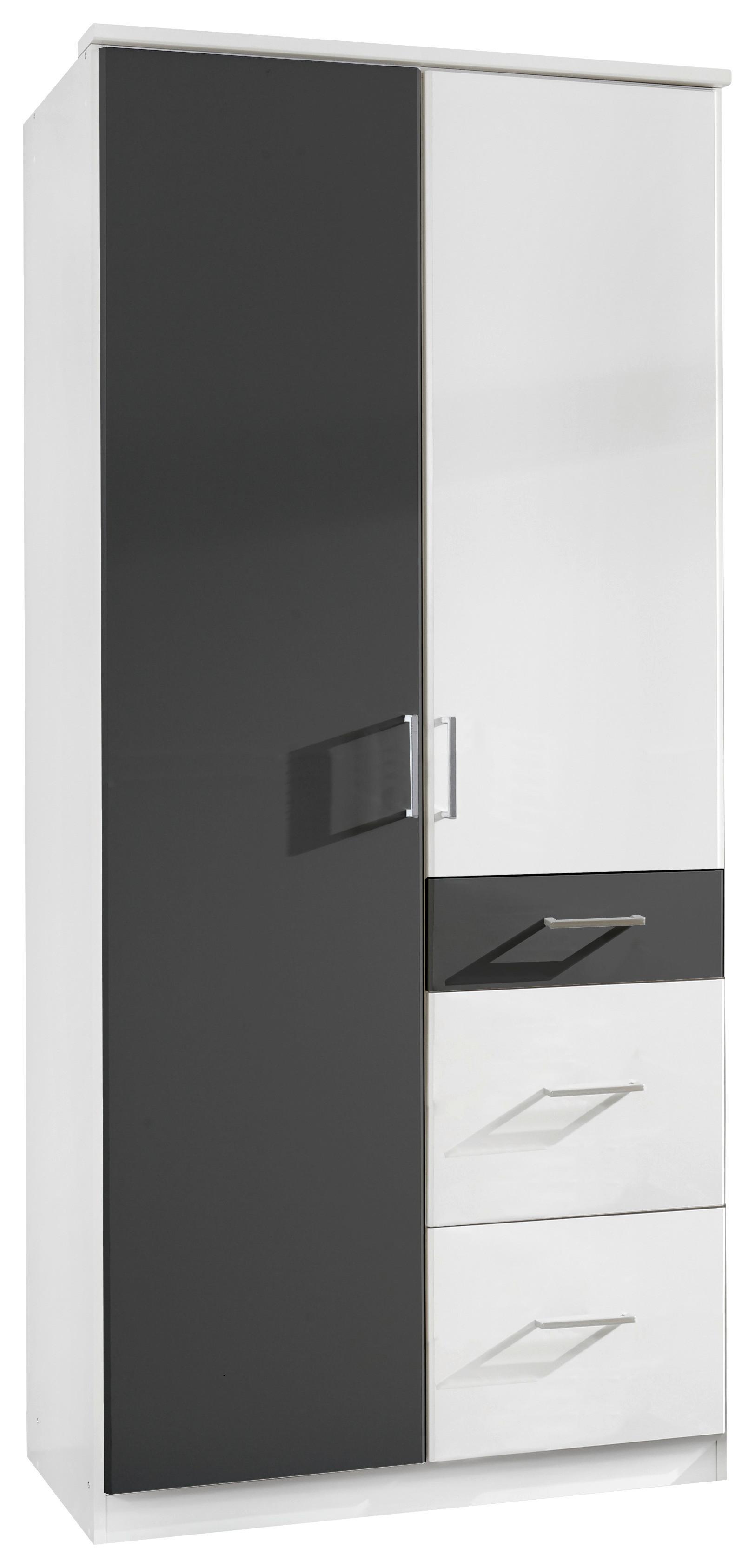 Drehtürenschrank Click Weiss Graphitfarben - Alufarben/Graphitfarben, Design, Holz/Holzwerkstoff (90/199/58cm) - MID.YOU