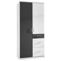 Drehtürenschrank Click Weiss Graphitfarben - Alufarben/Graphitfarben, Design, Holz/Holzwerkstoff (90/199/58cm) - MID.YOU