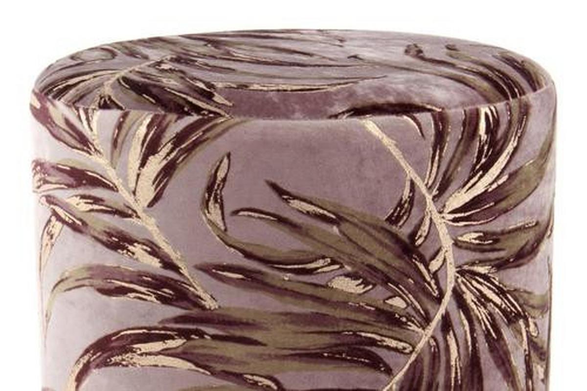 HOCKER GIPSY 225 - Violett/Goldfarben, Design, Textil/Metall (35/46/35cm) - Kayoom