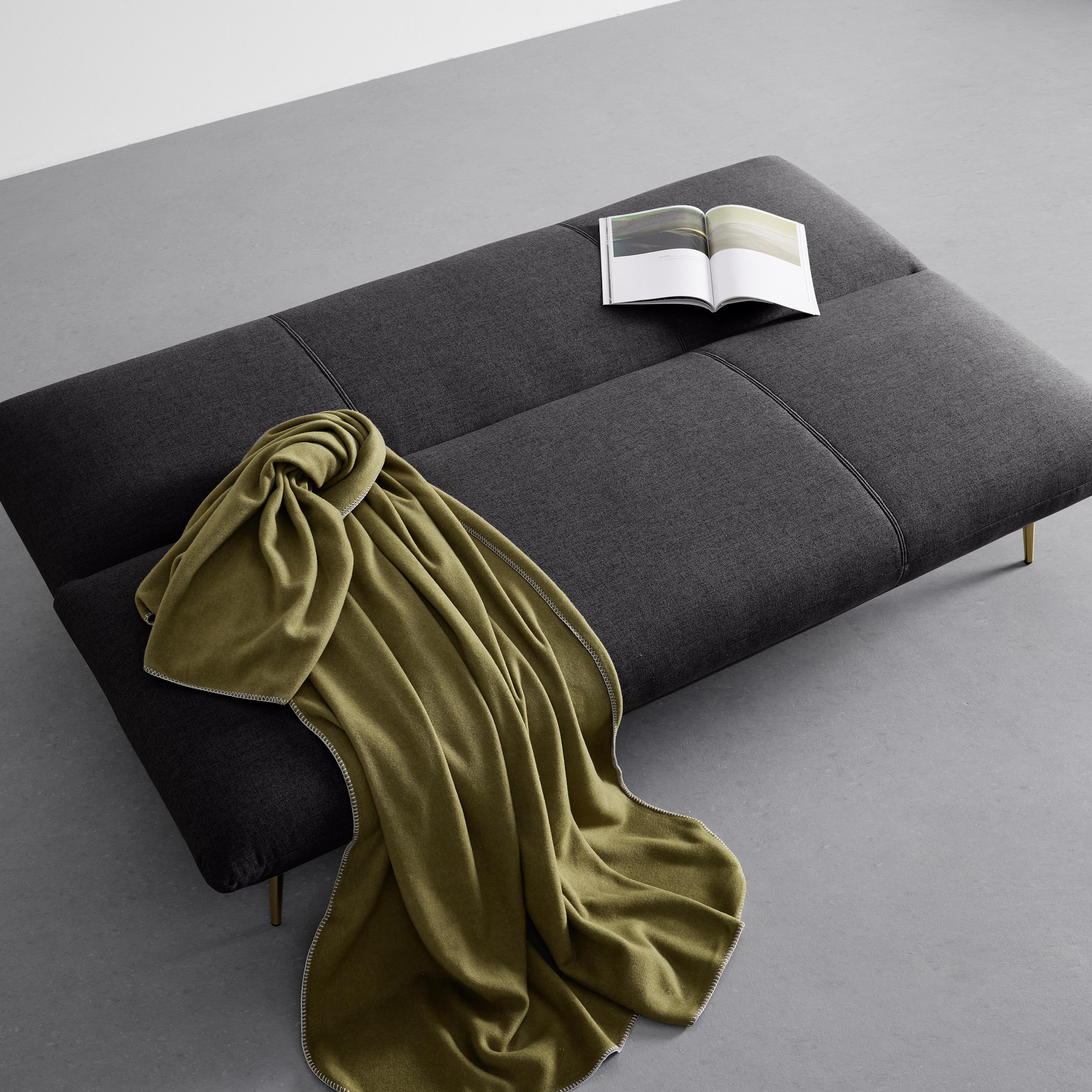 Schlafsofa Ben Dunkelgrau Webstoff - Dunkelgrau/Goldfarben, MODERN, Holz/Textil (186/82/85cm) - Bessagi Home