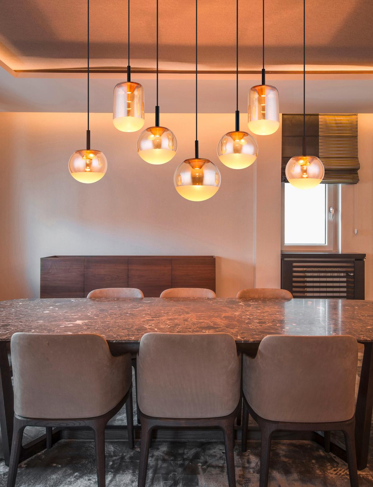 Led Viseća Svjetiljka Severin - narančasta/boje mjeda, Konvencionalno, staklo/metal (136/41/130cm)