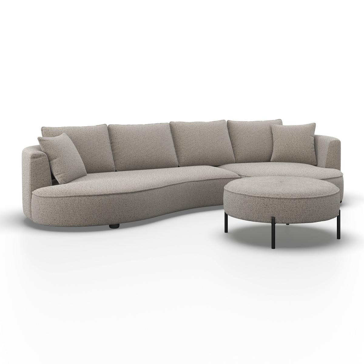 Canapea modulara NILAS - bej, Modern, lemn/metal (322/154cm) - Bessagi Home