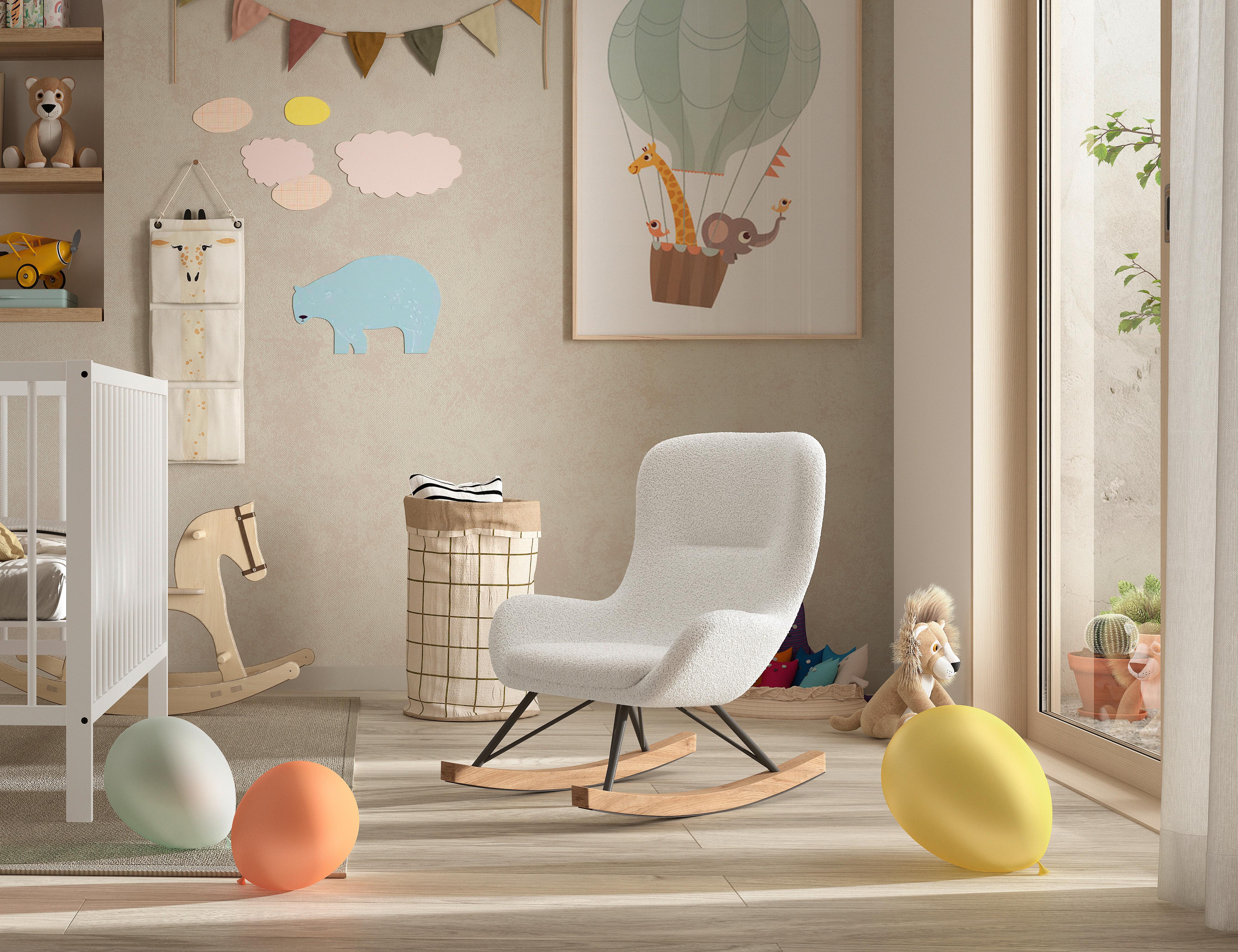 Kindersessel Boucle ca. 55x69x65 cm Creme Weiß - Weiß, MODERN, Textil (55/69/65cm) - MID.YOU
