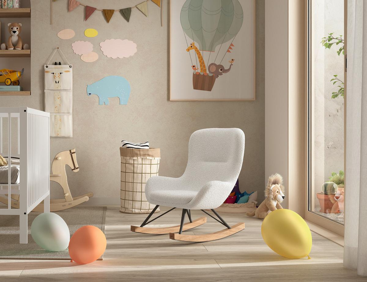 Kindersessel Boucle ca. 55x69x65 cm Creme Weiß - Weiß, MODERN, Textil (55/69/65cm) - MID.YOU