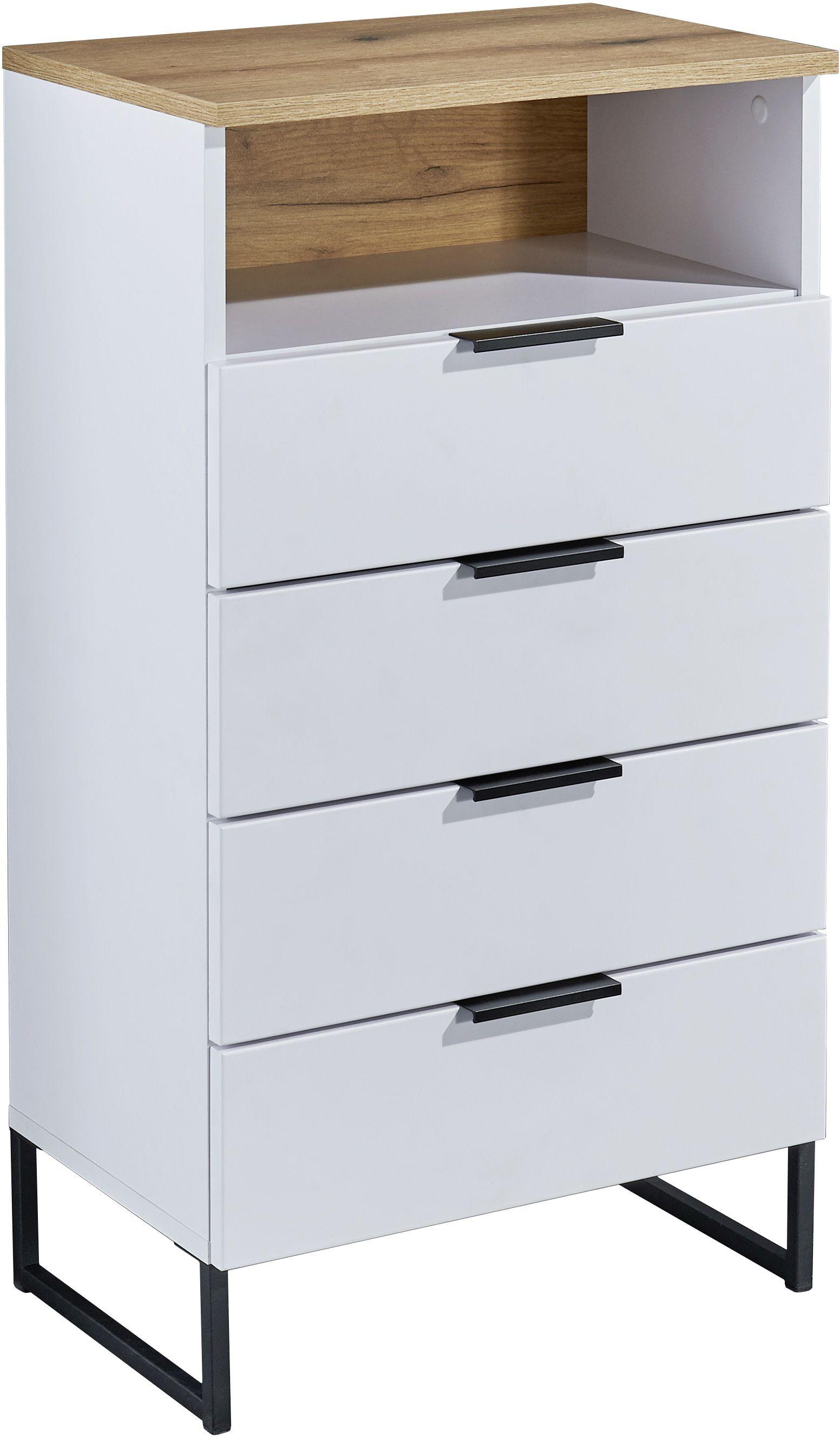 SZAFKA ŚREDNIA DENVER - kolor dębowy/czarny, Konventionell, materiał drewnopochodny/metal (50/91/32cm) - home24