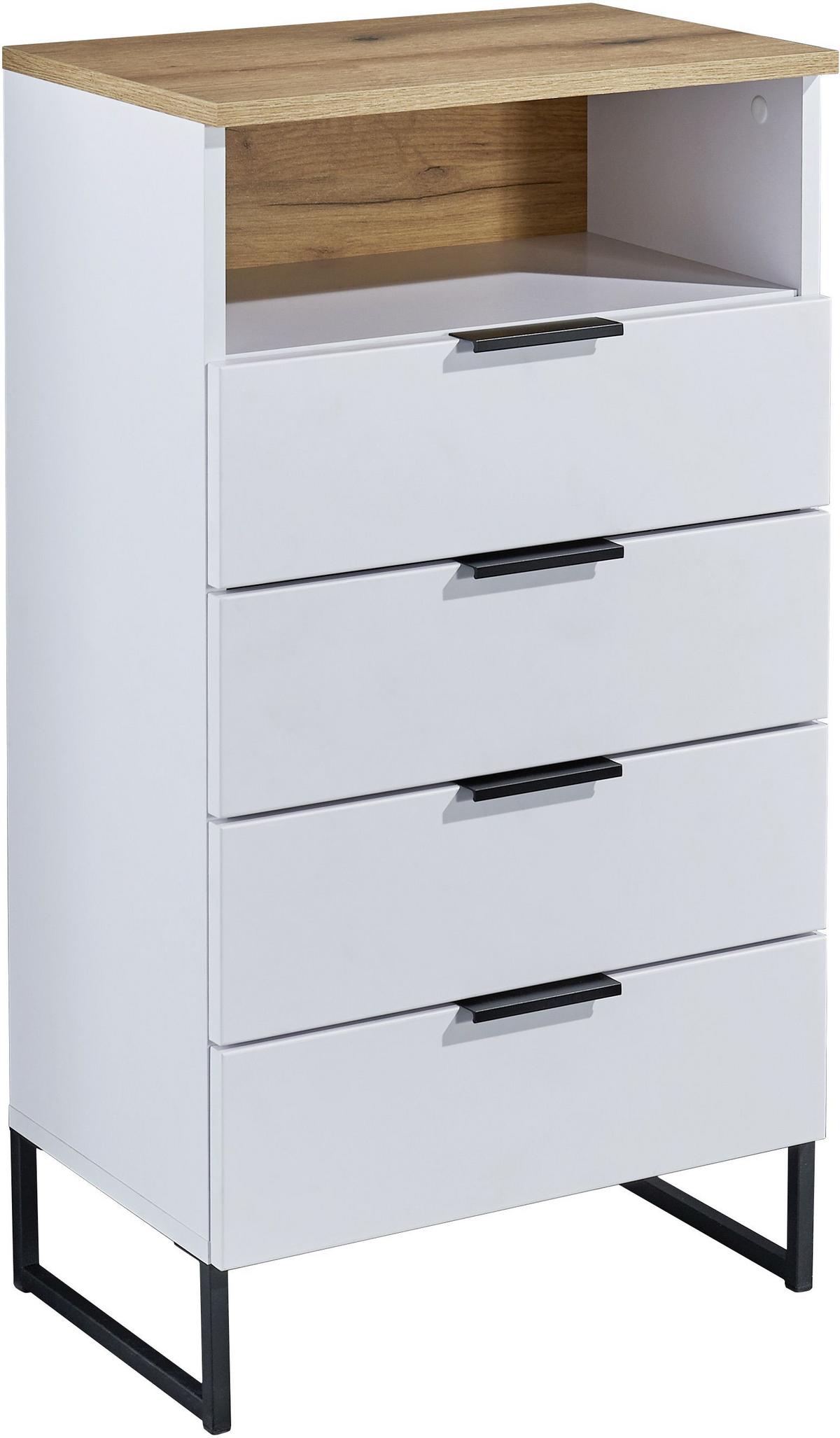 SZAFKA ŚREDNIA DENVER - kolor dębowy/czarny, Konventionell, materiał drewnopochodny/metal (50/91/32cm) - home24