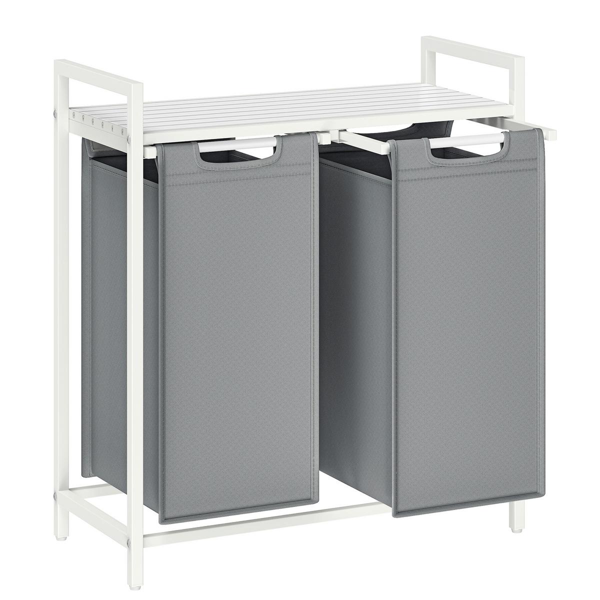 Wäschekorb ca. 73x72x33 cm Grau/Weiß - Weiß/Grau, Trend, Holzwerkstoff/Textil (73/72/33cm) - MID.YOU