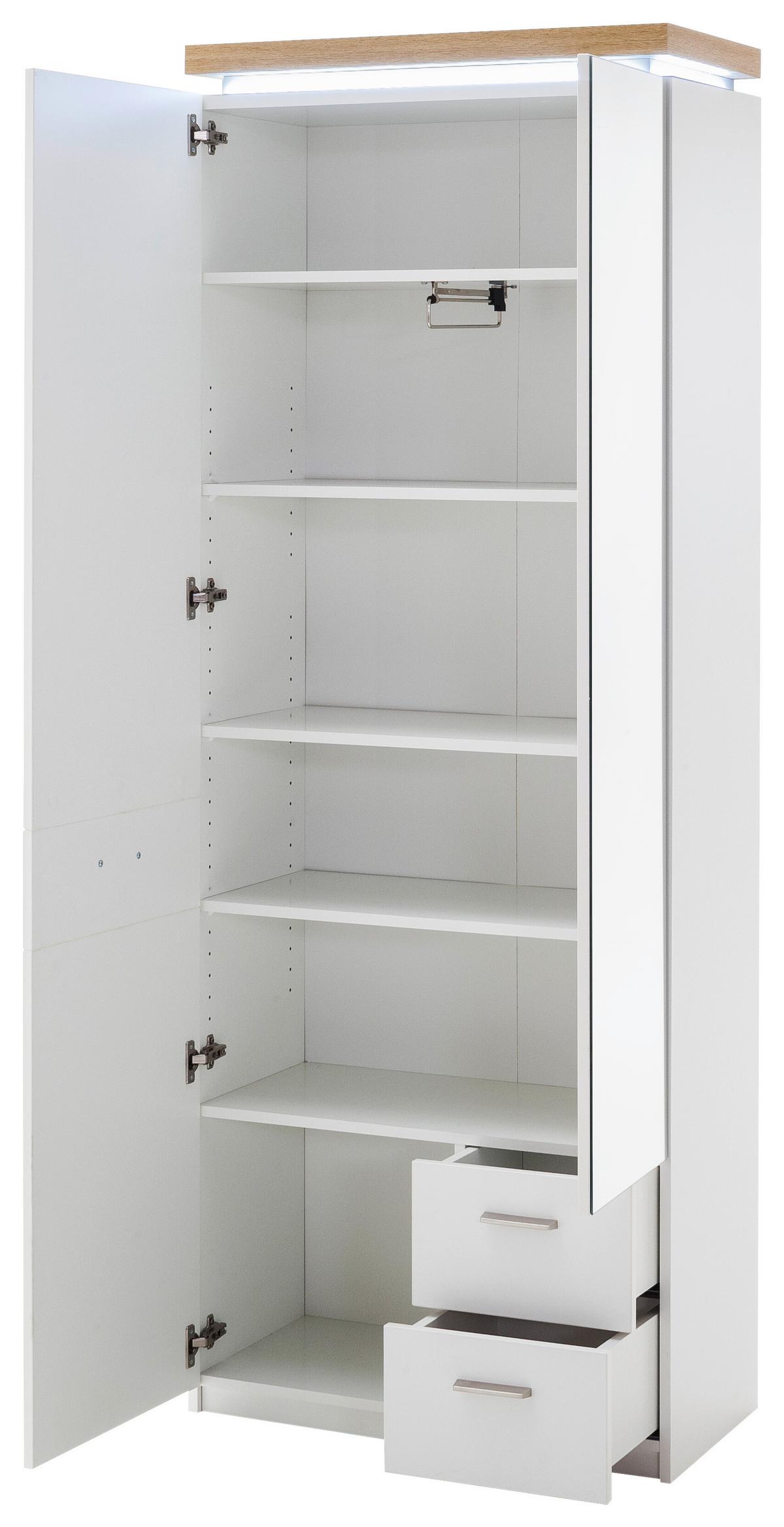 Garderobenschrank Cali in Weiss - Weiss/Eichefarben, Modern, Holzwerkstoff/Metall (75/201/38cm) - Premium Living
