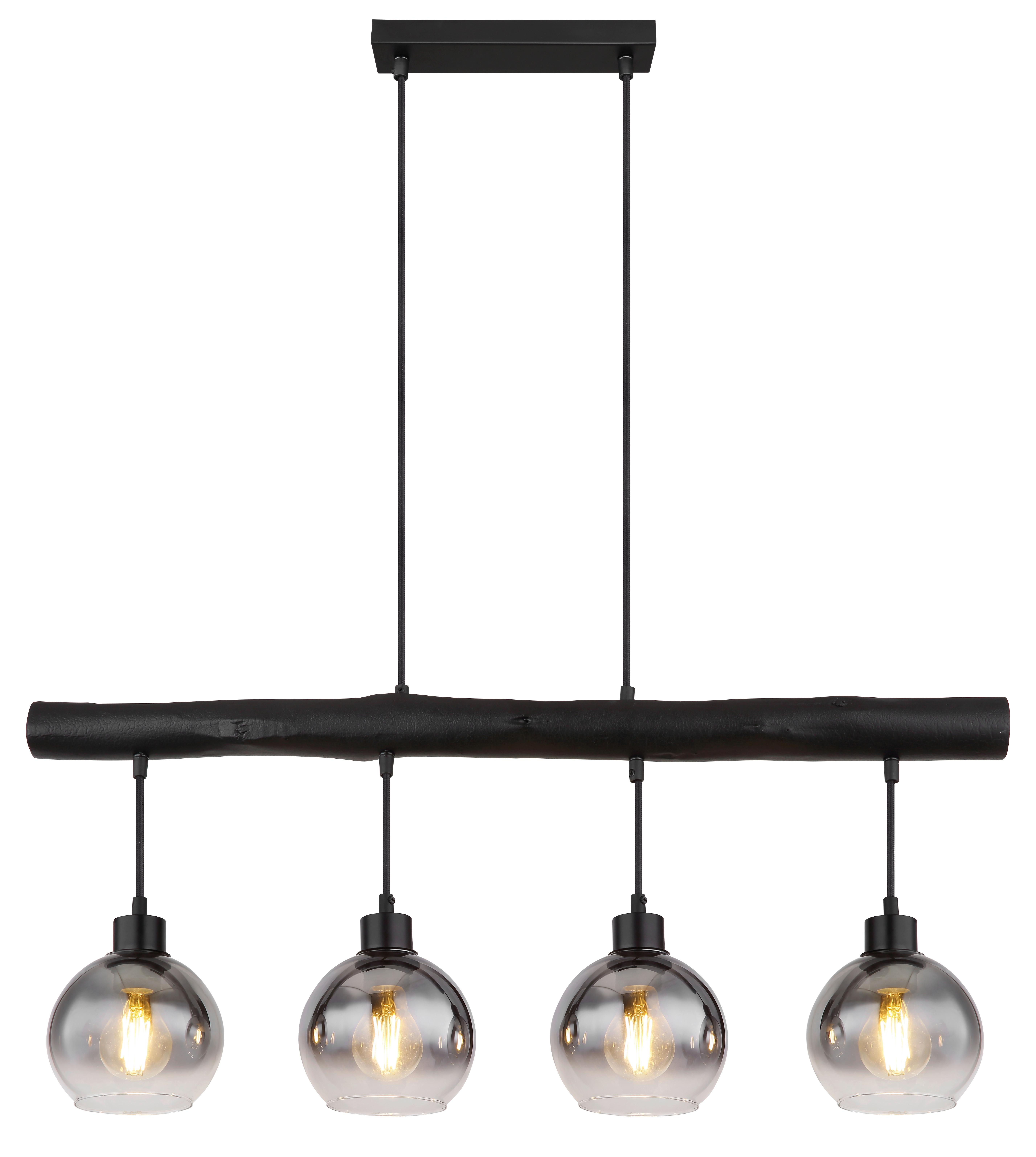 Hängeleuchte Moitas in Grau/Schwarz max. 40 Watt - Schwarz/Grau, Design, Glas/Holz (85/15/120cm) - Globo