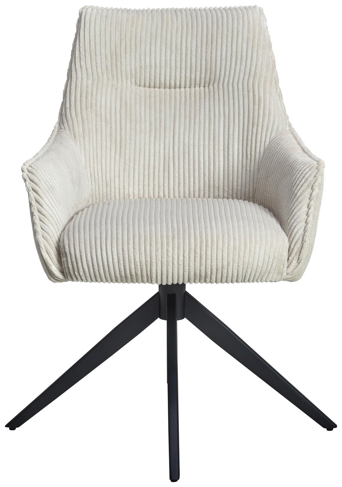 KRZESŁO Z PODŁOKIETNIKAMI YUKI - beżowy/czarny, Lifestyle, metal/tkanina (61/87/65cm) - MID.YOU