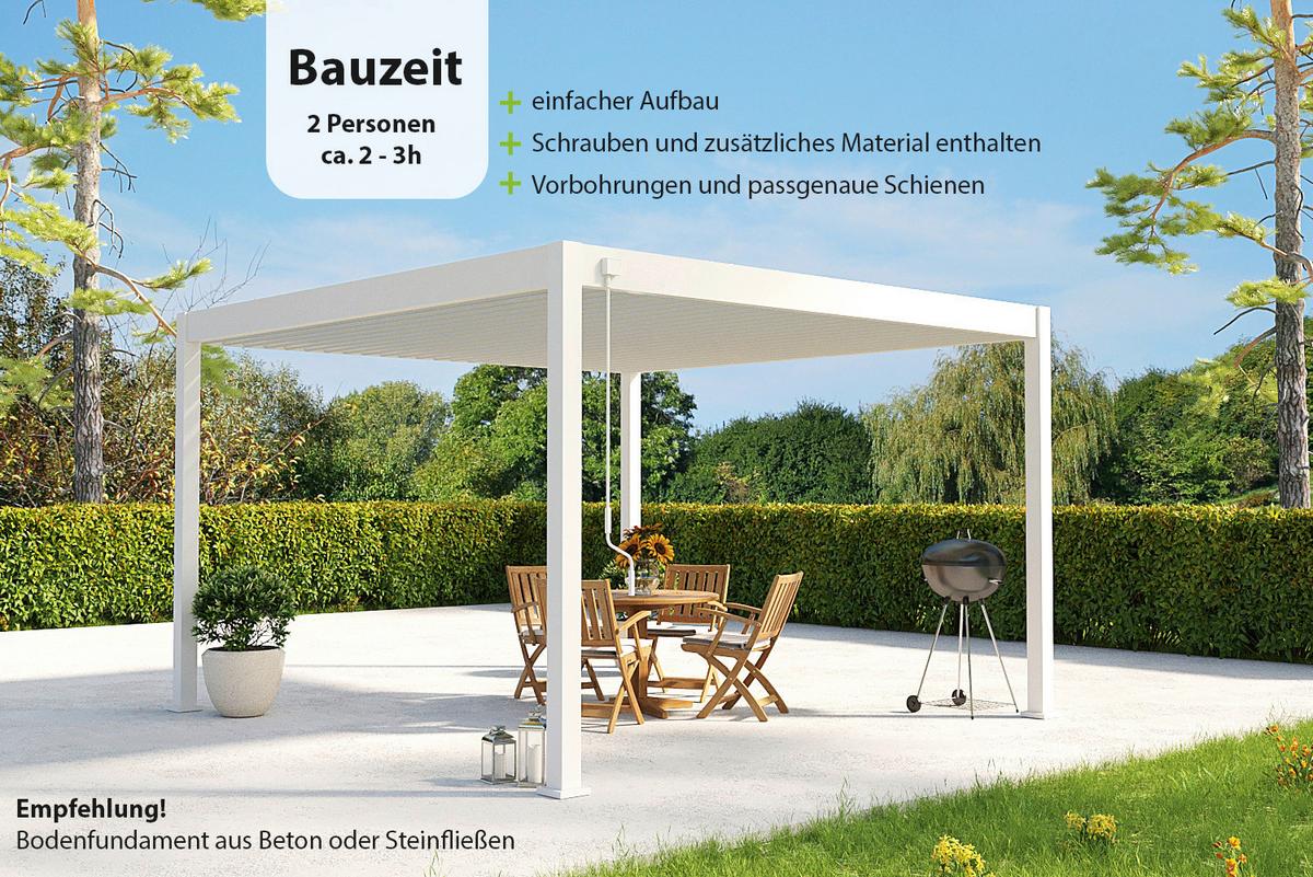 PERGOLA DELUXE PLUS 4X4M WEISS - Weiss, Basics, Metall (400/255/400cm) - Gardenson