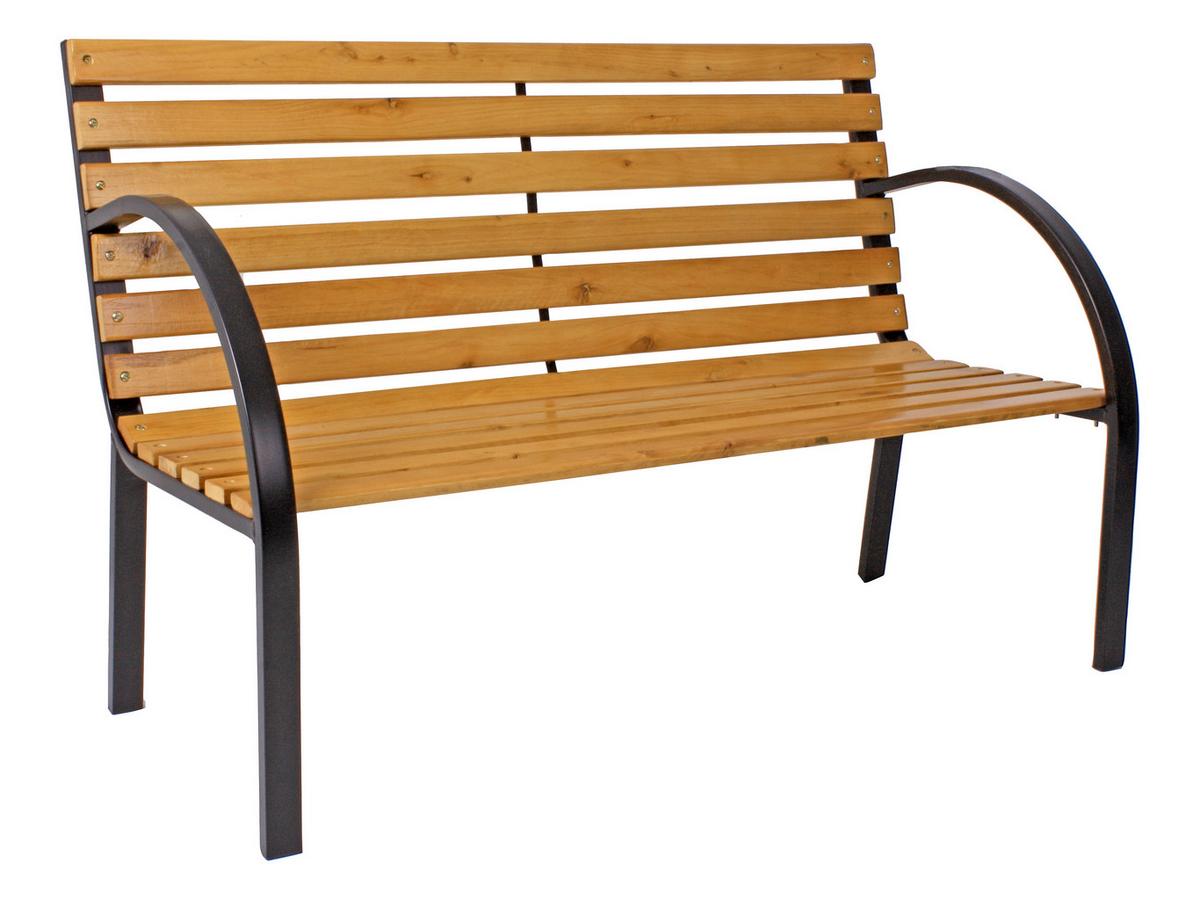 Gartenbank Holz Bellevue ca. 122x80x60 cm - Schwarz/Braun, Basics, Holz/Metall (122/80/60cm) - Gardenson