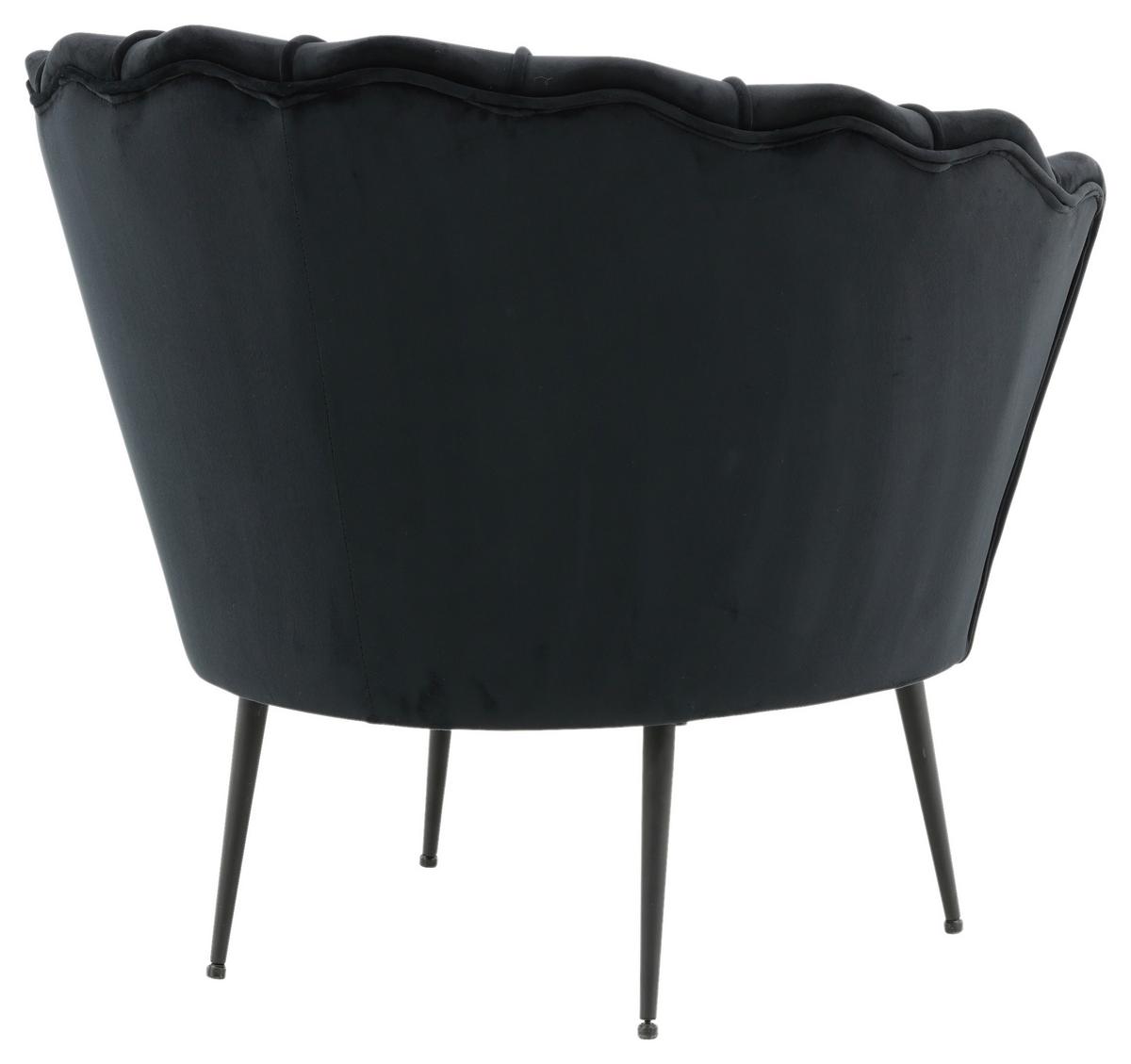 Sessel Calais ca. 83x76 cm Schwarz Samt - Schwarz, Design, Textil/Metall (83/76/77cm) - Livetastic