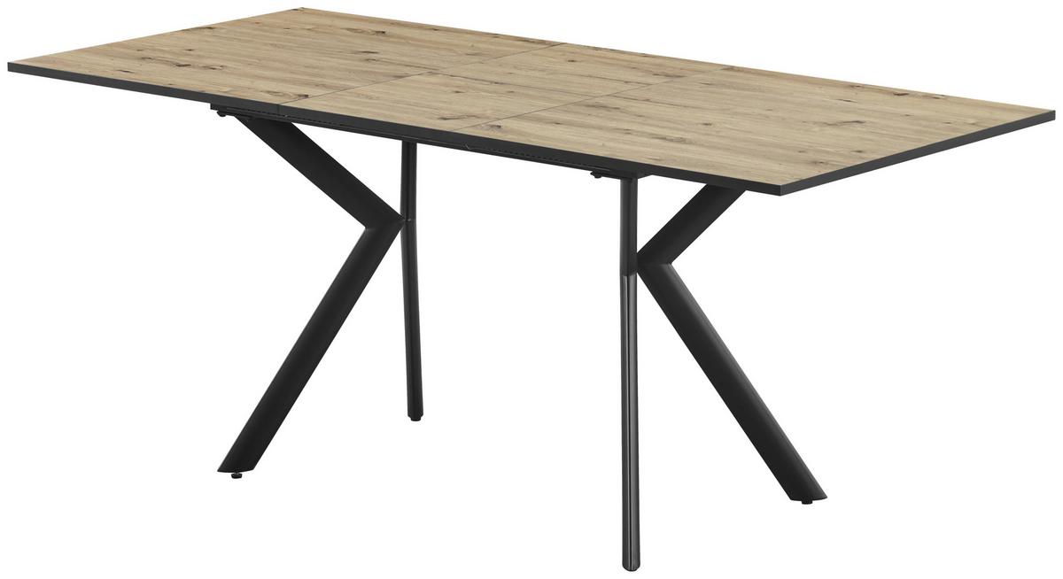 Raztegljiva Jedilna Miza Marcel, 140-180x80 - črna/barve hrasta, Moderno, kovina/leseni material (140-180/76/80cm)