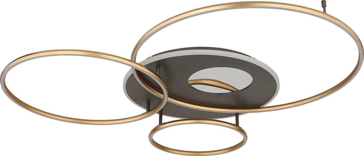 LED-Deckenleuchte Befer max. 70 Watt - Anthrazit/Goldfarben, MODERN, Kunststoff/Metall (126,4/105,3/13cm) - Mömax