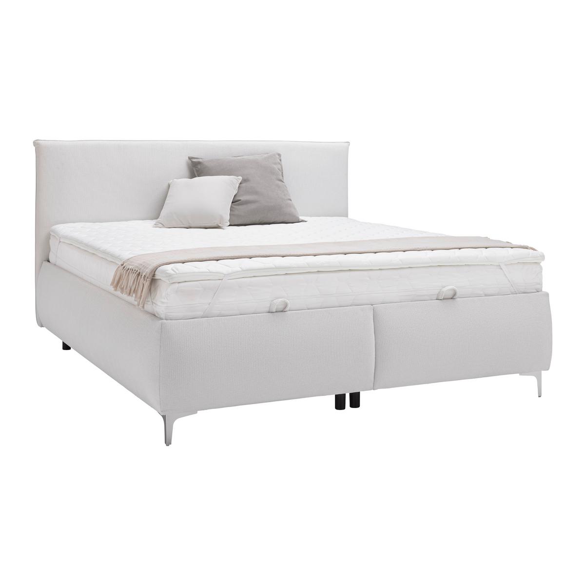 Polsterbett Inez Weiss ca. 160x200cm - Weiss/Silberfarben, Konventionell, Holz/Holzwerkstoff (160/200cm) - Premium Living