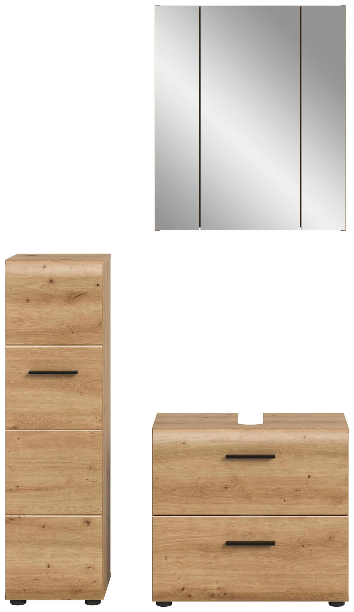 BADEZIMMER ICE - Schwarz/Eiche Artisan, Basics, Holzwerkstoff/Kunststoff (90cm) - MID.YOU