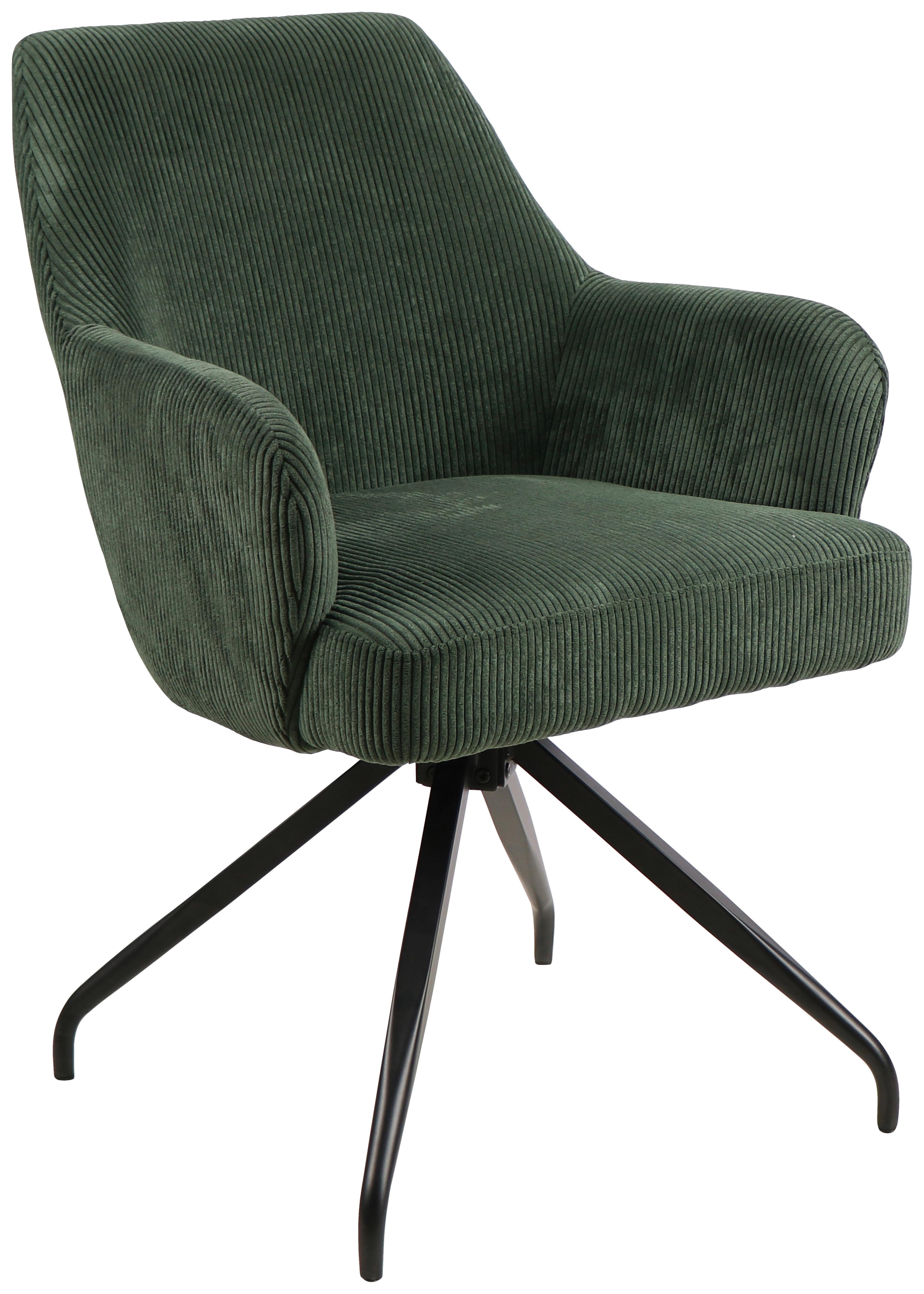 KRZESŁO Z PODŁOKIETNIKAMI JEANETTE - zielony/czarny, Modern, metal/drewno (57/86/65cm) - MID.YOU