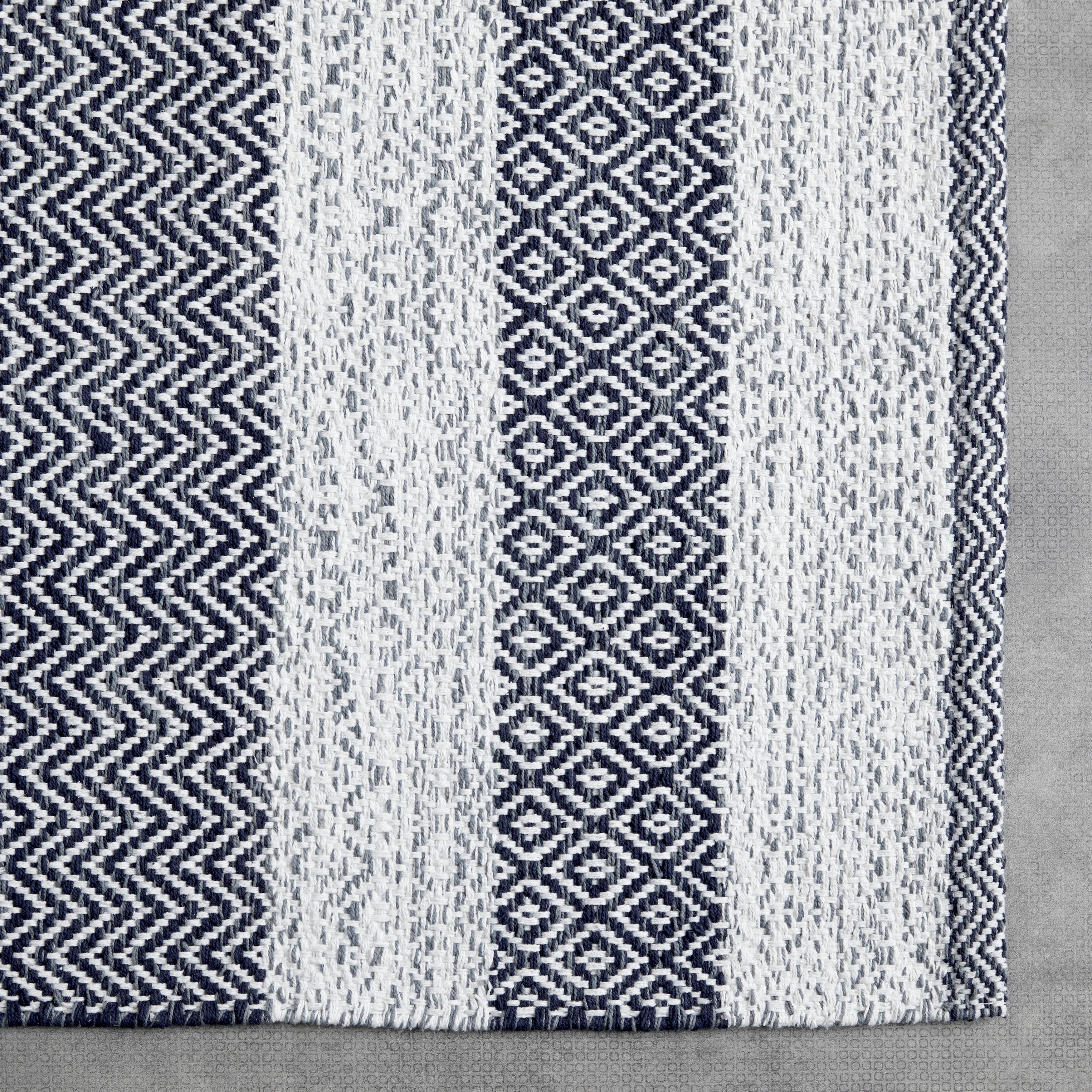 HANDVÄVD MATTA ELISA - vit/mörkgrå, Modern, textil (60/120cm) - Mömax