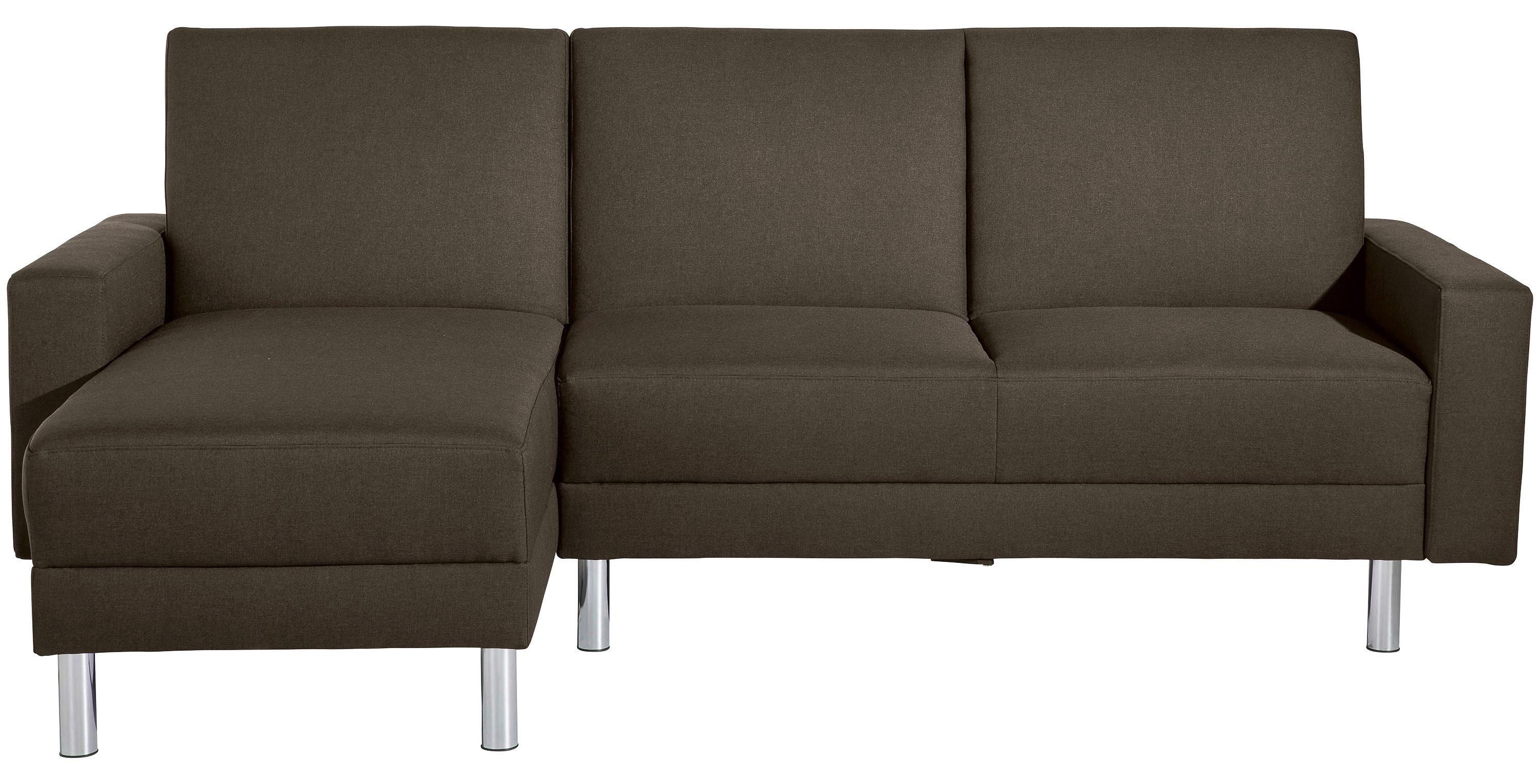 ECKSCHLAFSOFA JUST FASHION - Chromfarben/Braun, KONVENTIONELL, Textil/Metall (152/230cm) - Max Winzer