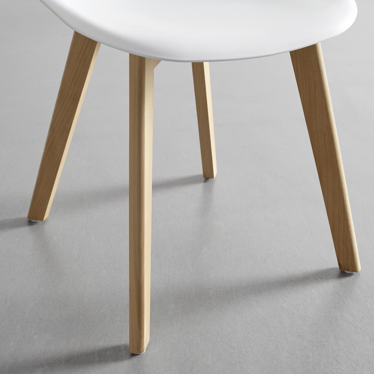 Stuhl Frieda Weiß Kunststoff Echtholz Beine - Buchefarben/Weiß, MODERN, Holz/Kunststoff (54/87,5/46cm) - Bessagi Home